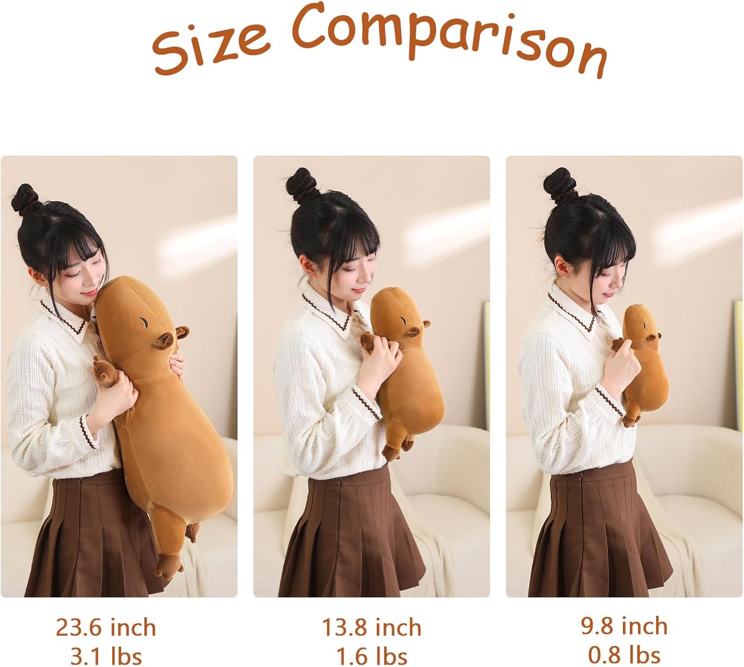 SQEQE Weighted Capybara Plush, Weighted Capybara Stuffed Animal, Cute Plushies Soft Pillow Toy Gift for Kids Adults 9.8 Inch, 0.8 Lbs - Image 5