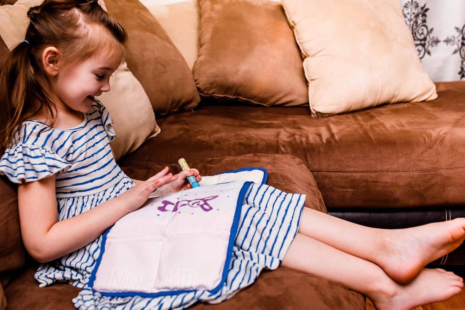 LakiKid Writable Weighted Lap Pad for Kids – 3lbs Writable Lap Heavy Blanket for Classroom, Travel, Calming & Relaxation, Sensory Blanket for Kids & Adults, Supports Focus & Sensory Learning - Image 8