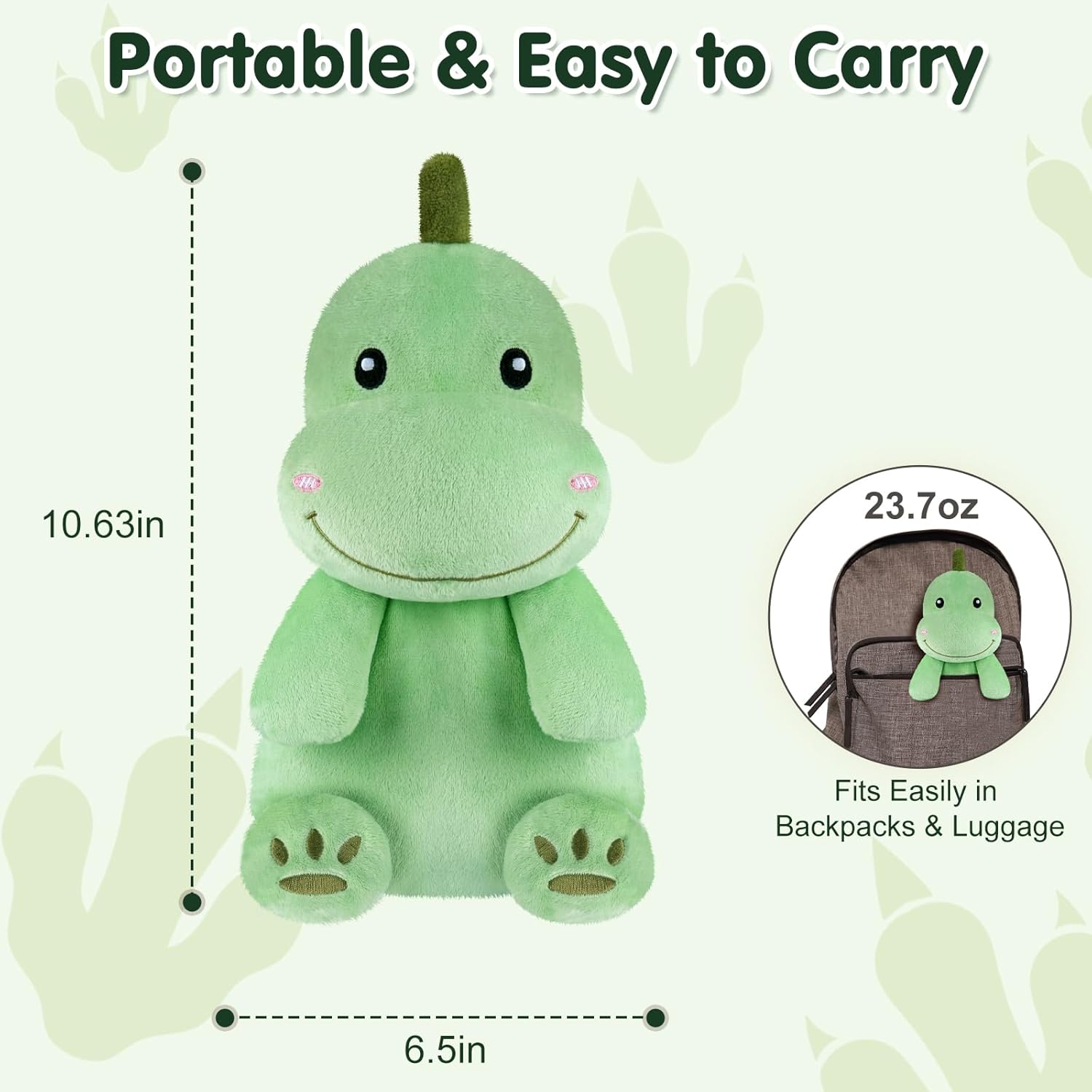 Dinosaur Microwavable Heating Pad for Belly, Neck & Shoulders, Heatable Plush with Moist Heat, Removable Plush Cover, Unscented Natural Fill, Adorable Surprise Present, 6.88" x 10.6", 1.46 lb - Image 5