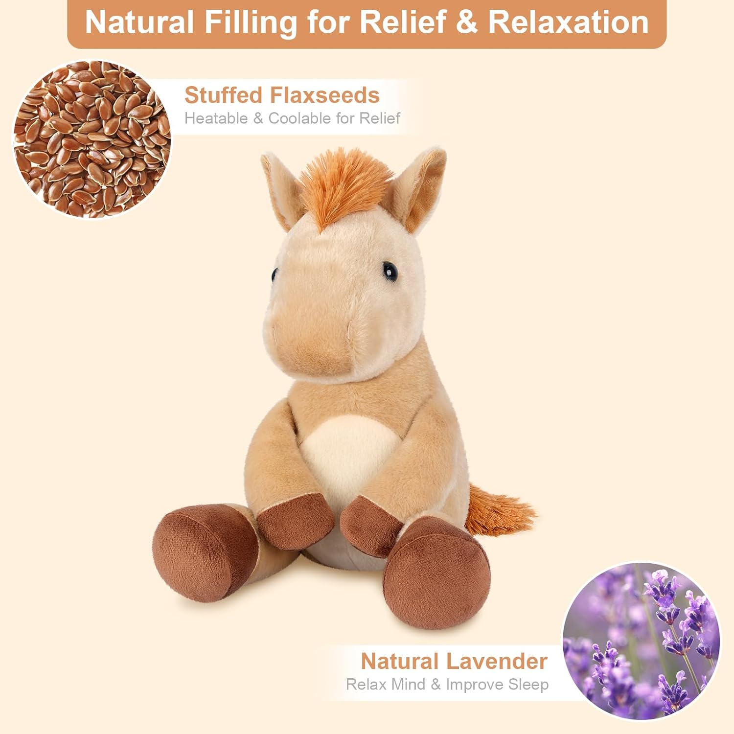 SuzziPals Heatable & Coolable Horses Stuffed Animals, Microwave Heating Pad, Horses Plush for Companion, Cute Plushies Horse Lavender Stuff, Horse Toys Gifts - Image 2