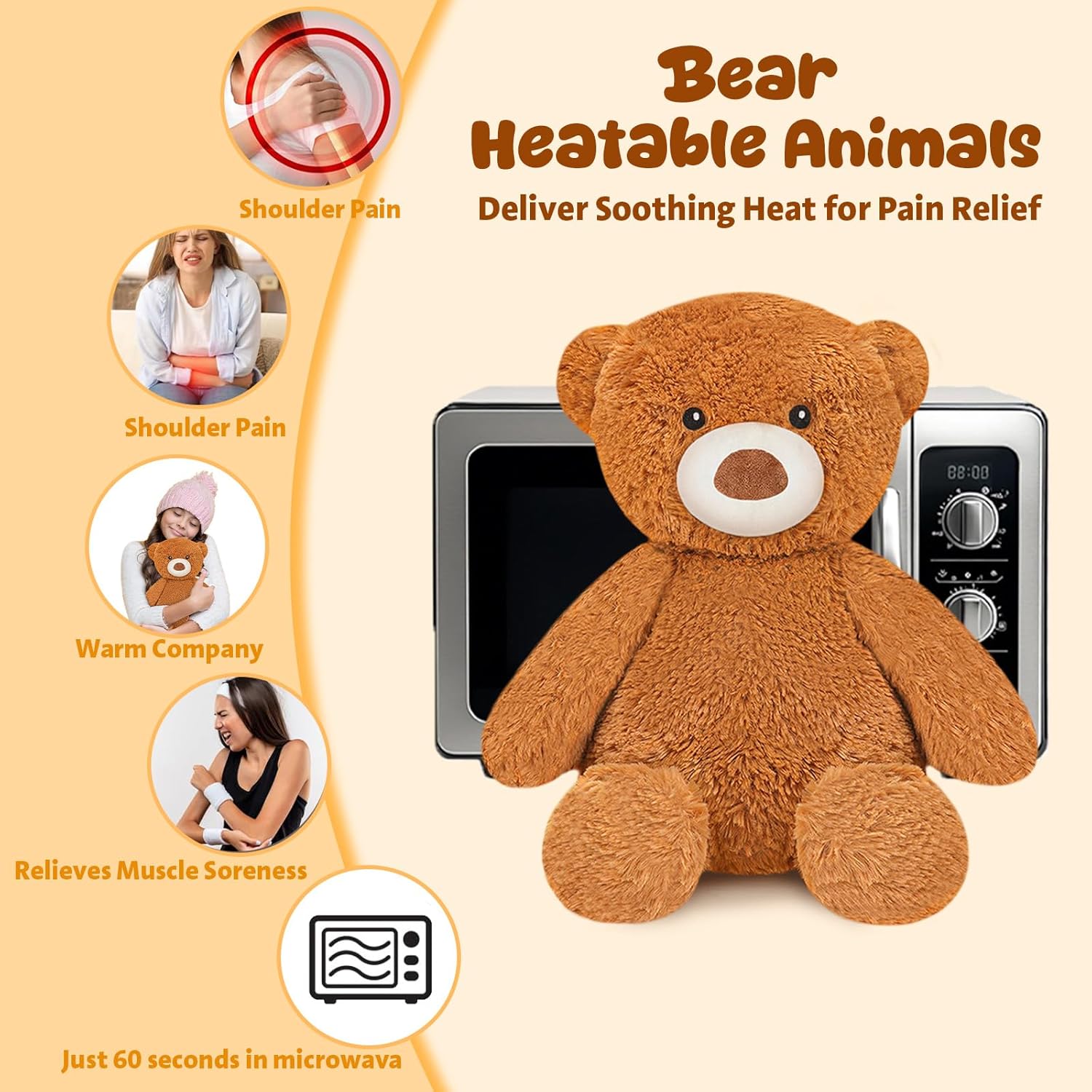 Finebee Weighted Stuffed Animals Bear Plush Heated Microwavable Weighted Plushise Stuffy Lavender Scented Bear Stuffed Animal Calming Gift for Kids and Adults - Image 4