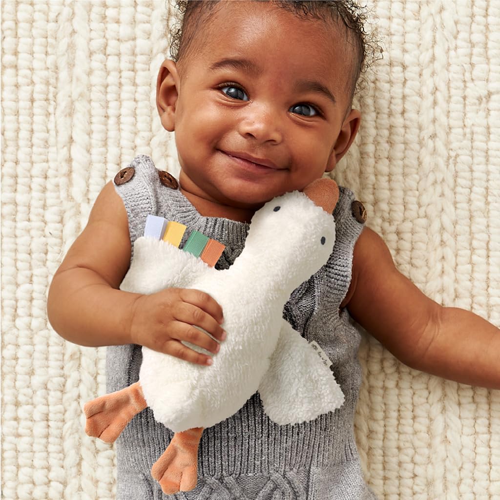 Itzy Ritzy Huggable Lovey – Soft Plush Baby Comfort Toy & Snuggle Companion with Sensory Ribbons - Machine Washable - Designed for Newborns & Toddlers (Goose) - Image 2