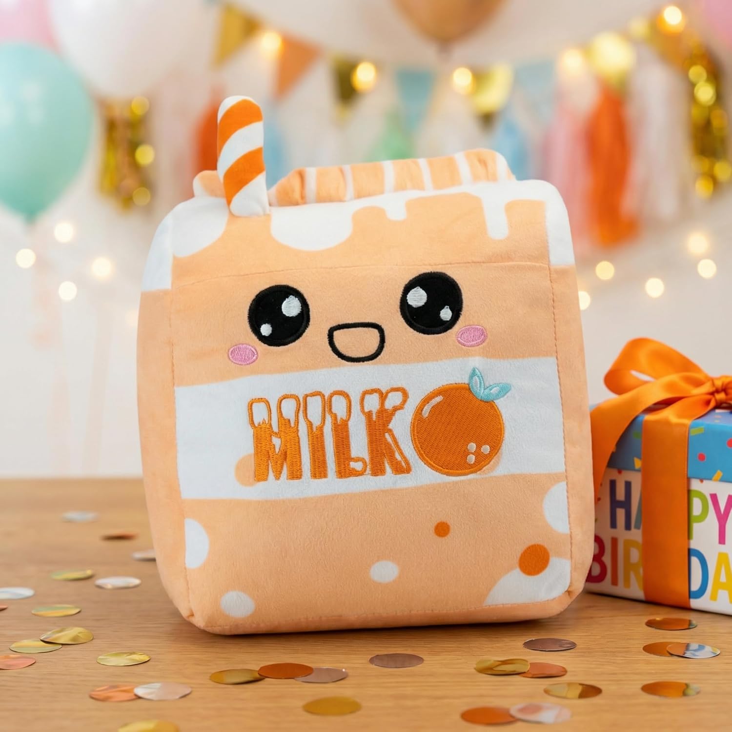 AIXINI Milk Bubble Tea Plush Toy - Hot Milk Cute Anime Style Soft Stuffed Animal, Warm Healing Gift for Girls (Orange) - Image 7