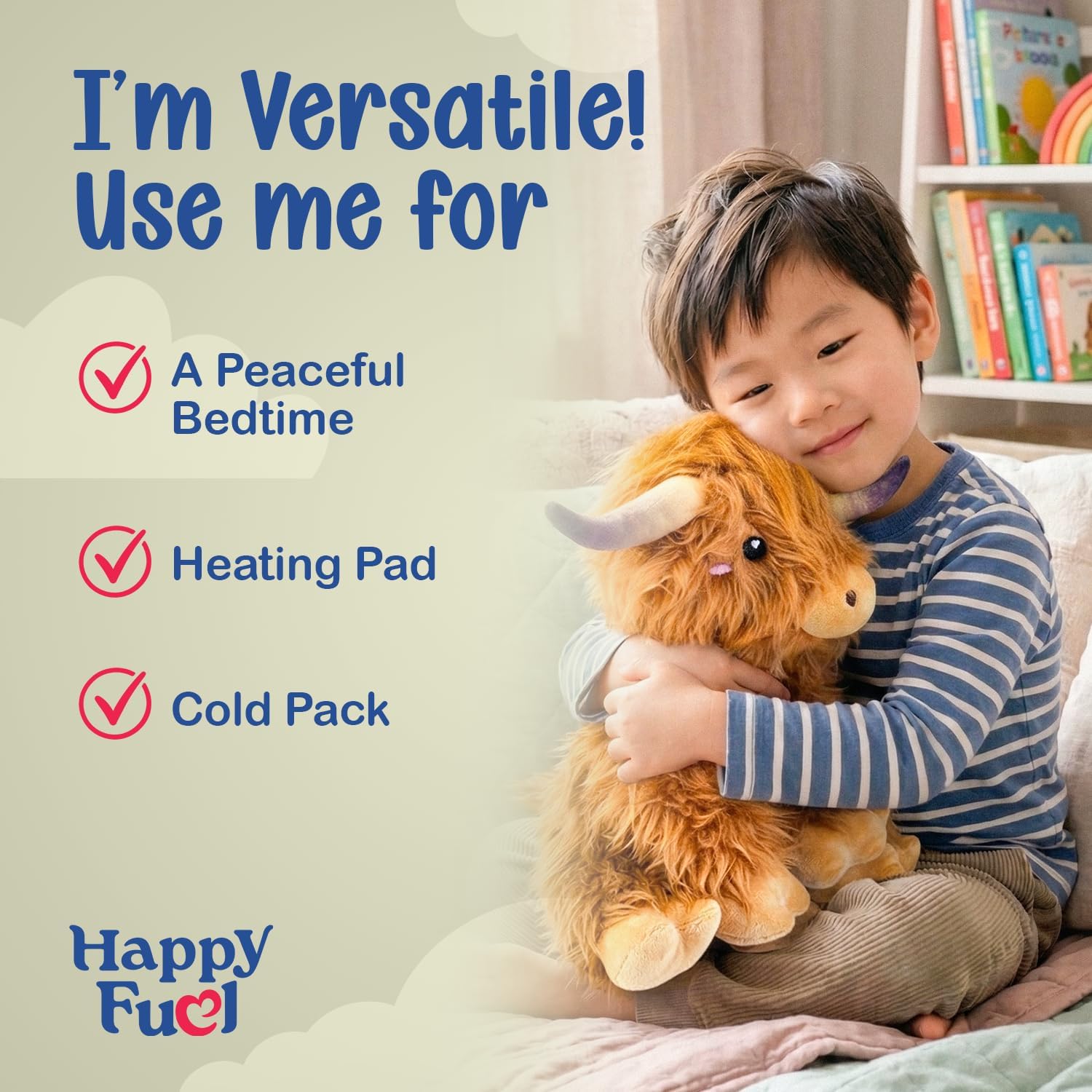 Highland Cow Microwavable Stuffed Animal – 1.5 lb Unscented Heating Pad Plush, Soft Cozy Cute Cow Toy for Relaxation and Comfort, Gift for Women, Girls, Adults & Kids by Happy Fuel - Image 4
