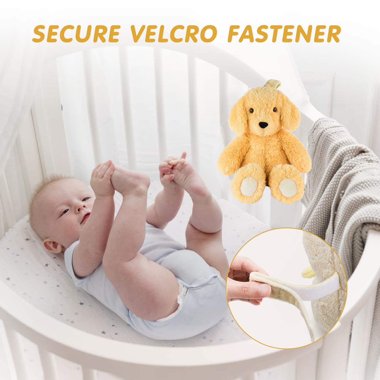 BEREST Baby Cry Sensor Sleepy Dog Sleep Soother Sleeping Aid White Noise Infant Stuffed Animal Puppy Dog Toy, Nursery Decor with Night Light, Mom‘s Heartbeat 9 Sounds Therapy for Toddler Crib - Image 6