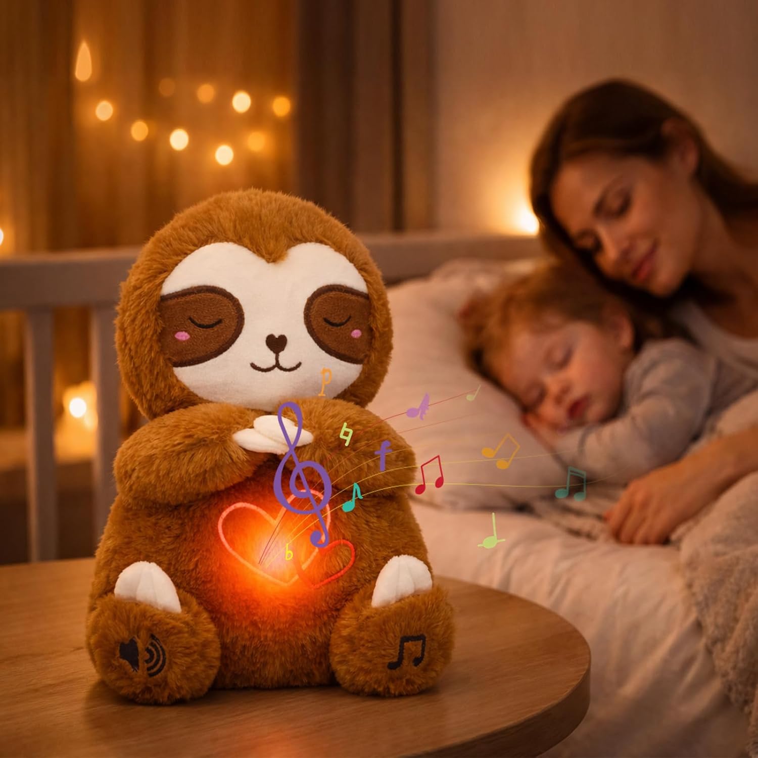 Breathing Sloth Stuffed Animal - 10" Soft Plush with Calming Music & Lights, Soothing Buddy Plushie for Kids & Adults, Cute Sensory Toy with 4 Breathing Modes - Image 6