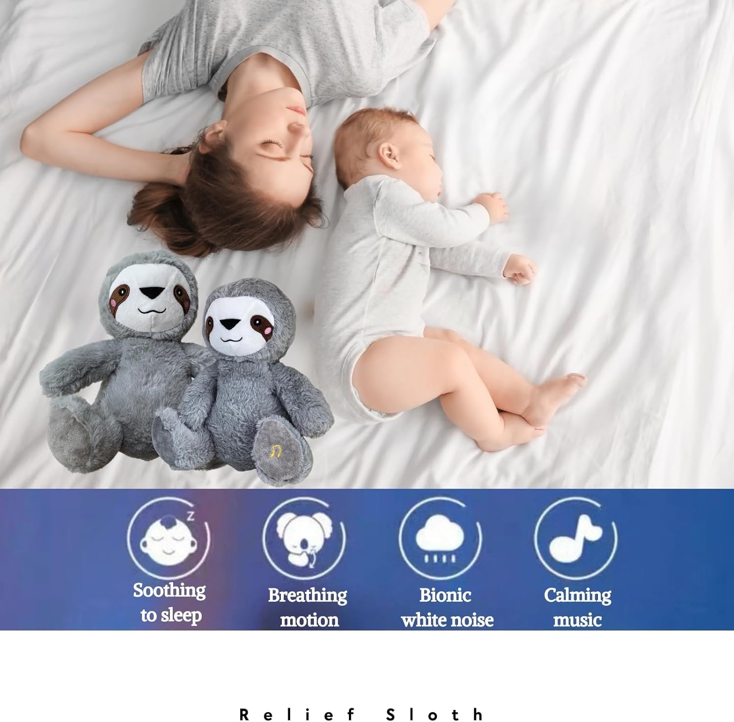 Anxiety Relief Koala, Breathing Teddy Anxiety Bear with Calming Music, Lights, Sleeping Otter Plush, Soothing Sloth for Adults & Kids, Stress Relief Stuffed Animal (3-Level Adjustable Volume) - Image 5