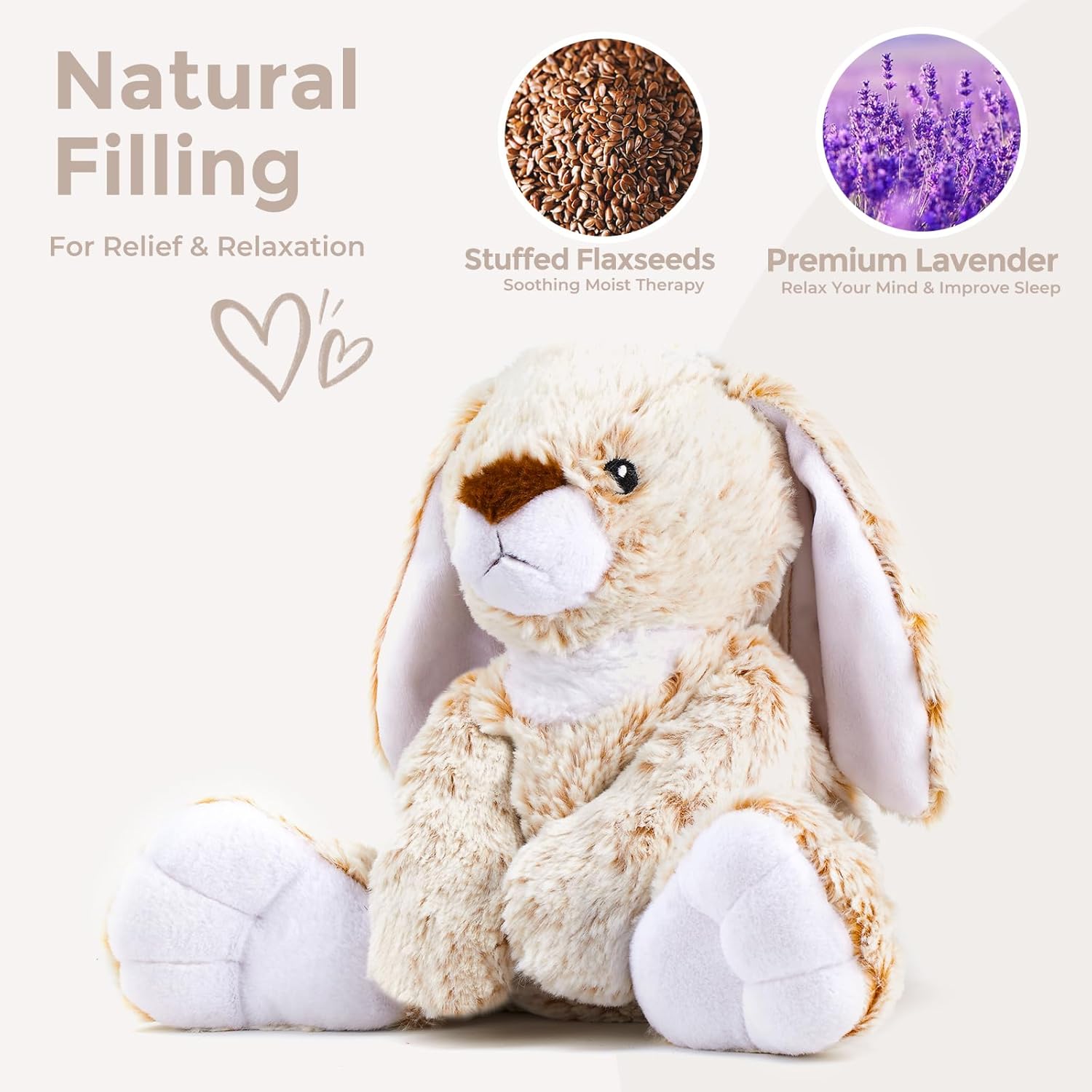 Bunny Microwavable Weighted Stuffed Animals,Heating Pad Animal for Period Cramps&Pain,Lavender Scented Heatable&Coolable Bunny Plushies Toy for Stress Relief,Gifts for Girls Kids Women - Image 3