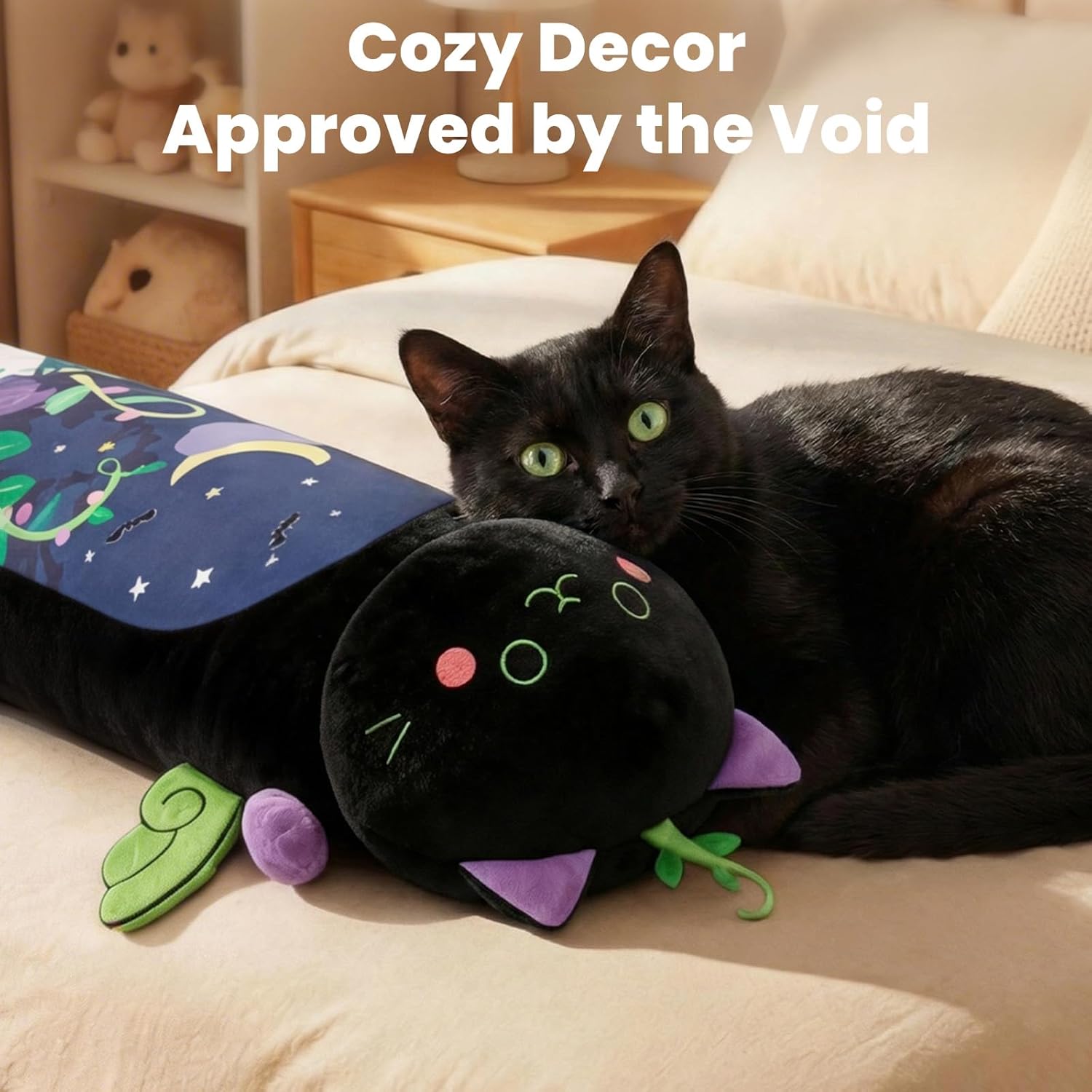 Mewaii Long Cat Plush 5 Sizes, 120% Extra Filling Giant Plushness Kids Body Pillow, Kawaii Cute Black Cat Stuffed Animals Plushies, Big Long Body Pillow Black Cat Plush Gift for Girls 20” - Image 8