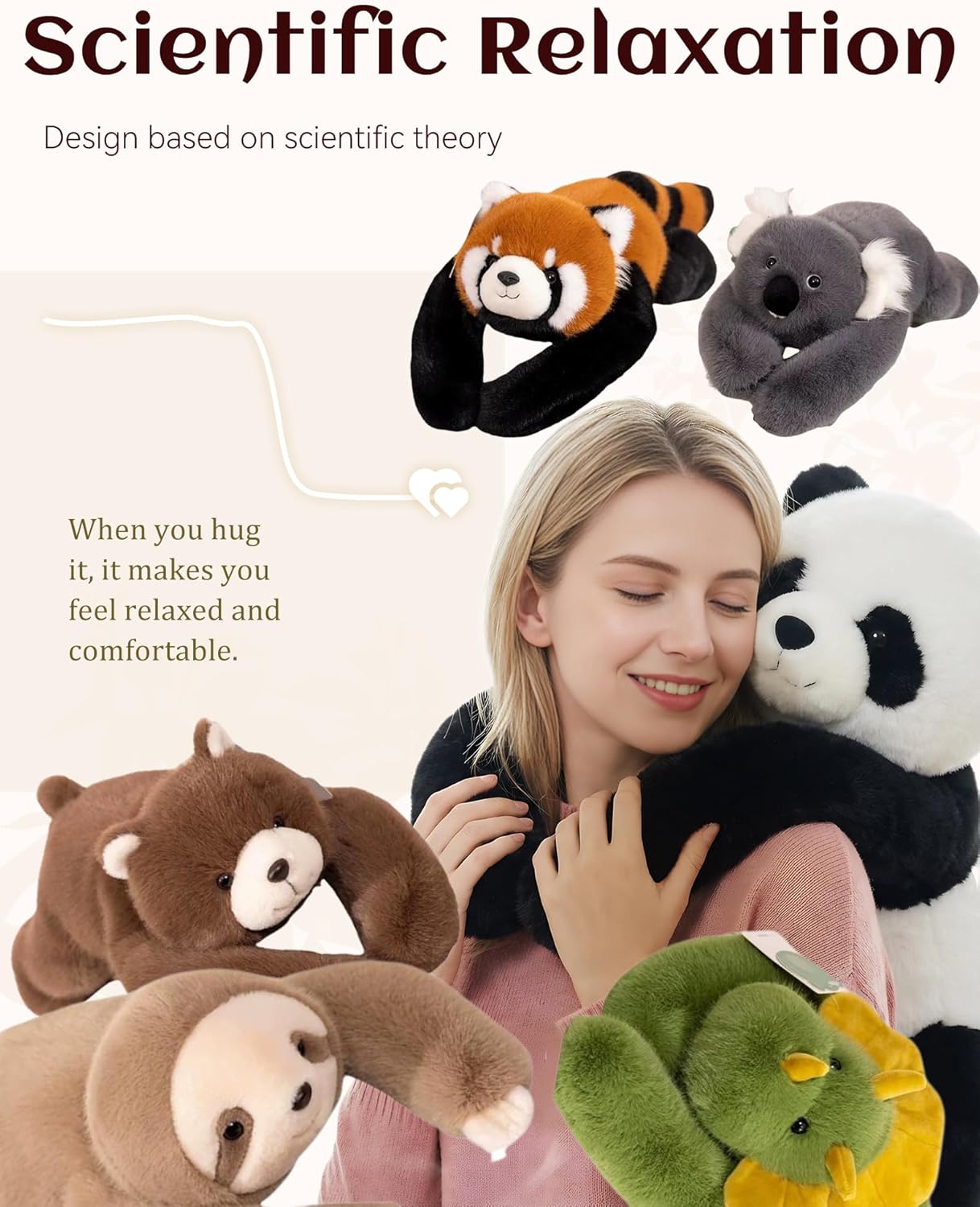 Weighted Stuffed Animal, Weighted Hugging Stuffed Animal with Extra-Long Hugging Arms, Soft Huggable Stuffed Animal for Relaxation and Comfort, For Home, Work & Travel (Panda, 11.8'') - Image 8