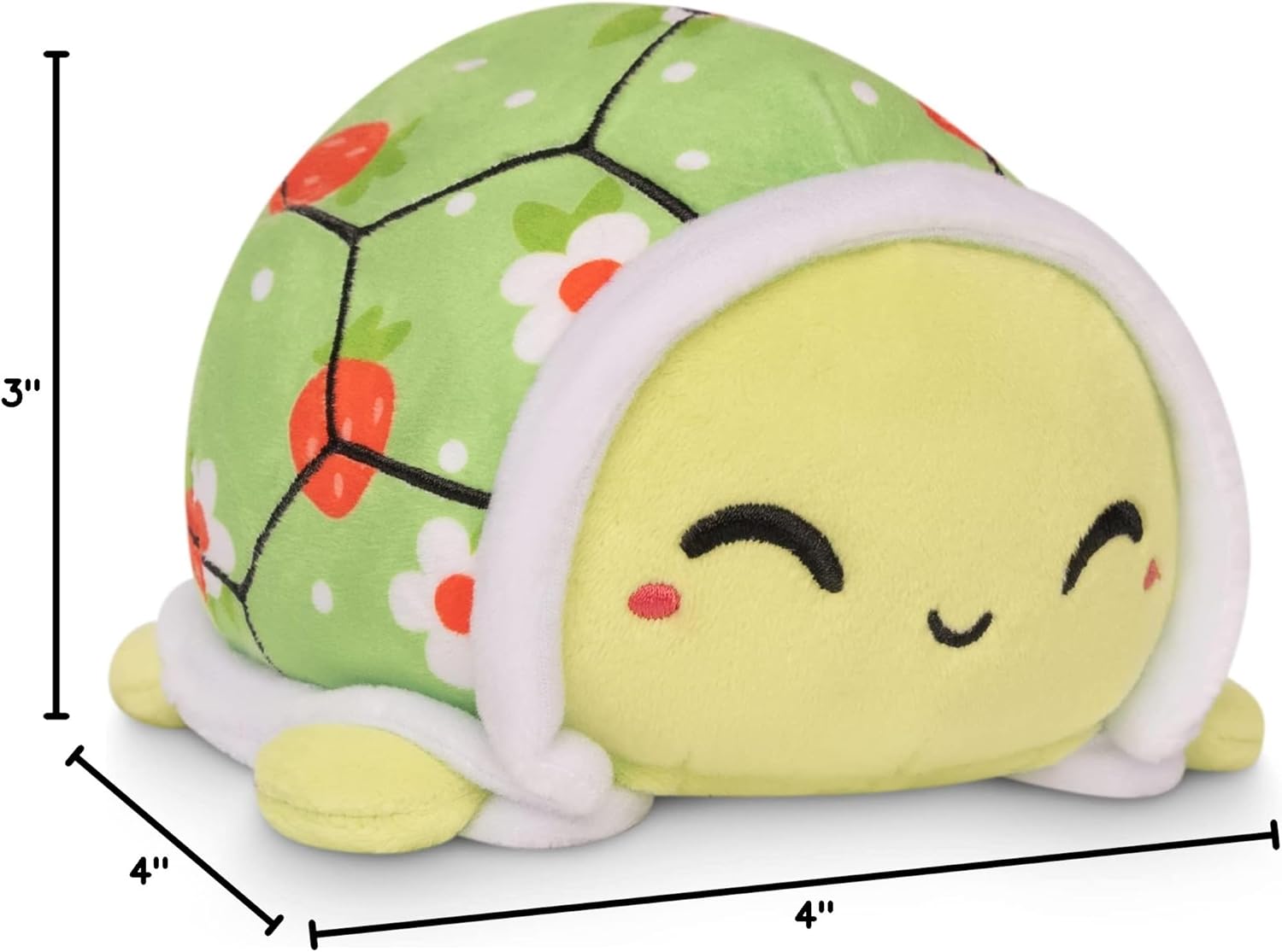 TeeTurtle - The Original Reversible Turtle Plushie - Strawberries + Flowers - Cute Sensory Fidget Stuffed Animals That Show Your Mood - Image 4
