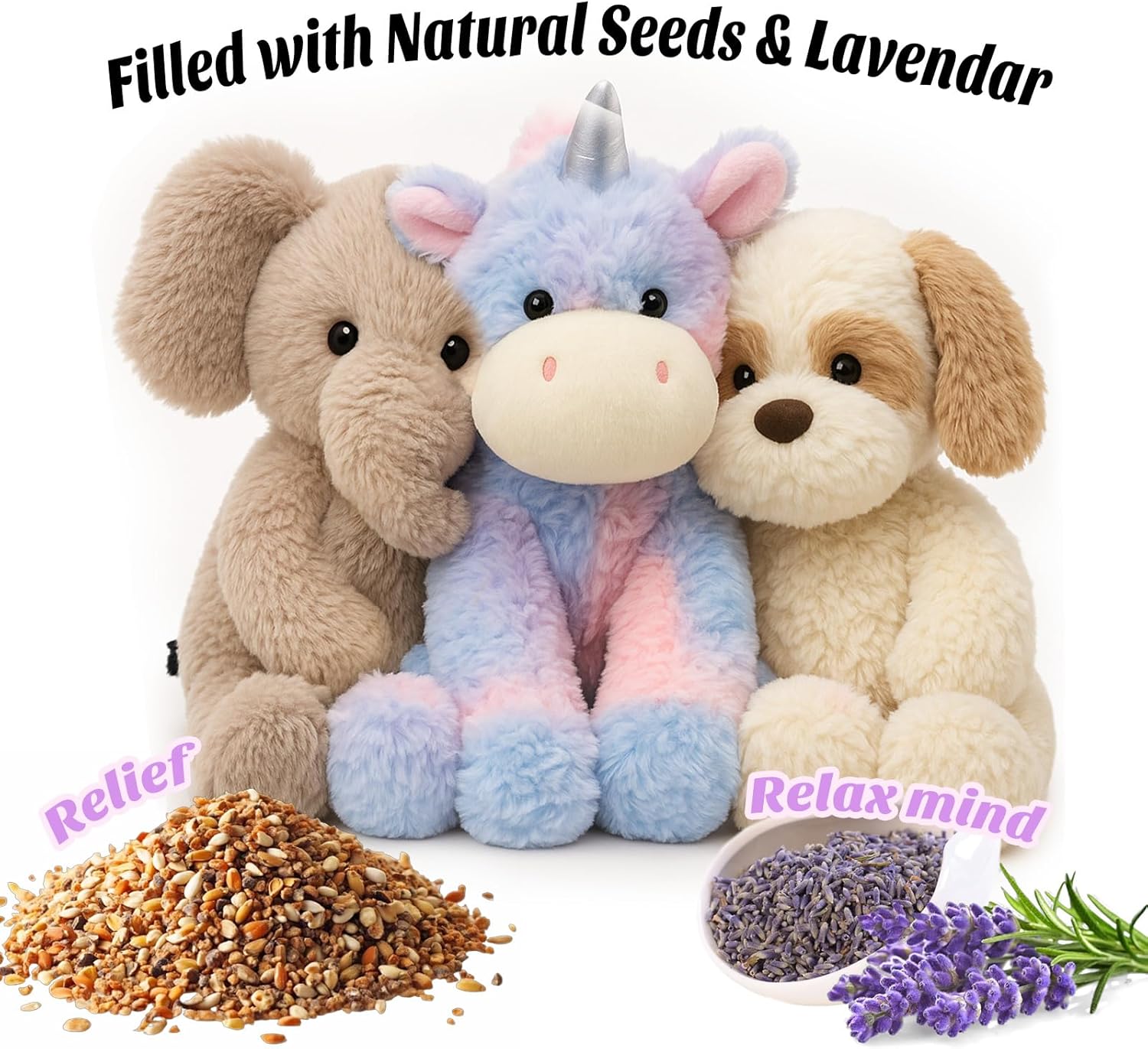Easfan Weighted Stuffed Animals, Heated & Coolable Weighted Plush Toy Microwavable Lavender Scented Toys Cute Soft Plushies, Unicorn Gifts for Adults & Kids,12 inch - Image 6