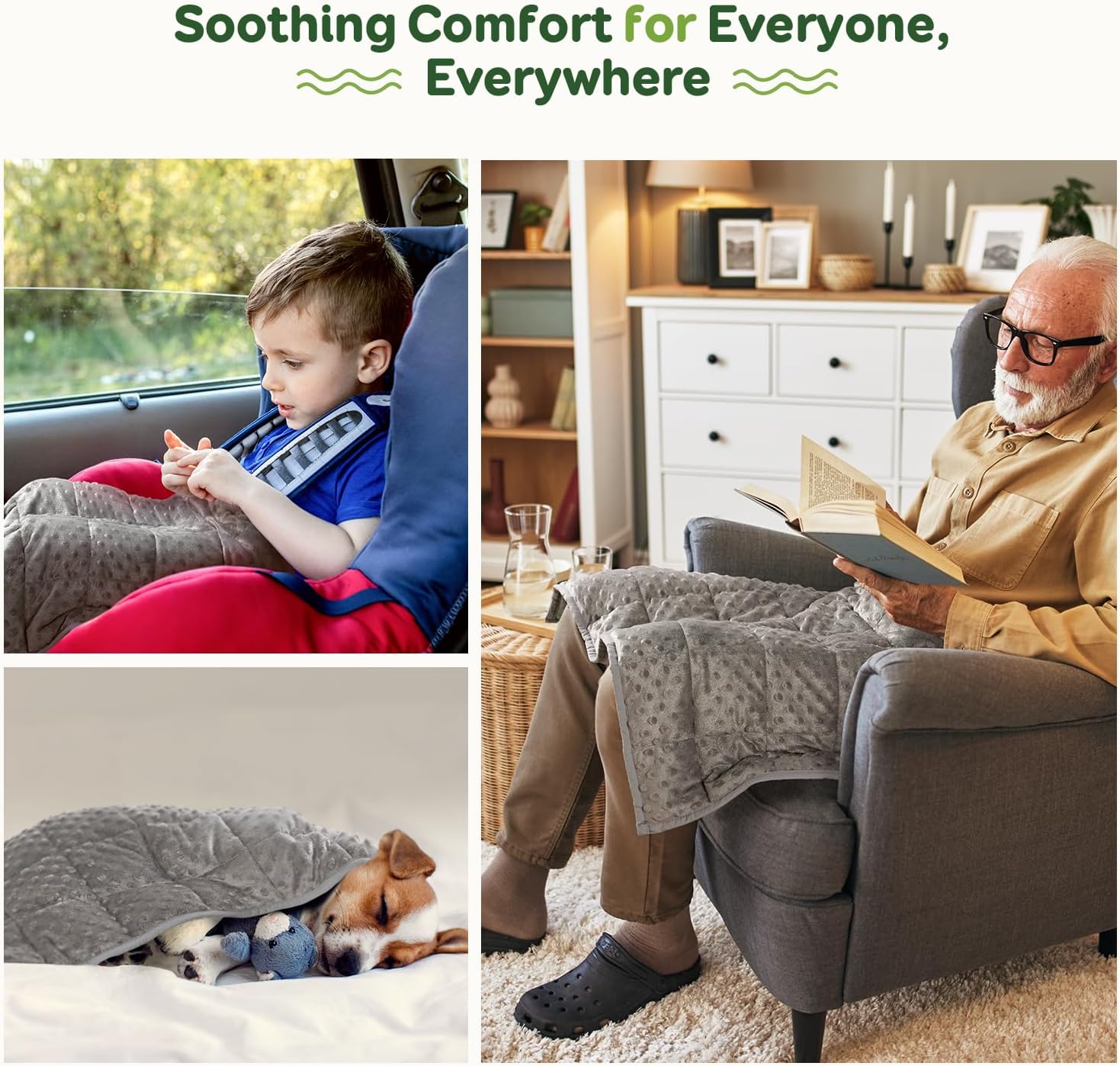 Sivio Weighted Lap Blanket, Weighted Blankets,Soft and Cozy Cooling Heavy Blanket, Calm and Nap, School and Home,2lbs 20 x 30inches, Grey - Image 5