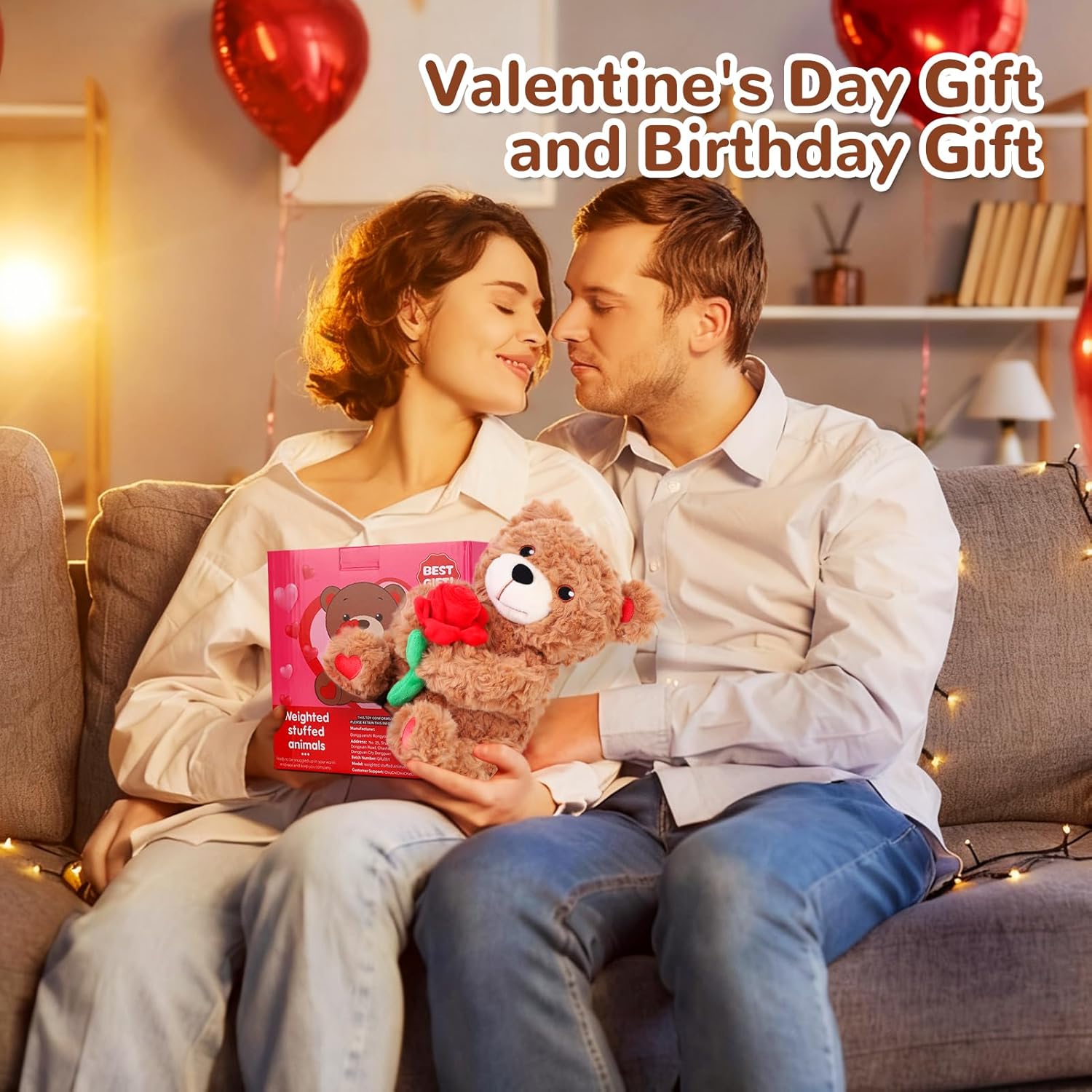 for mom -Soft Stuffed Teddy Bear, Grandma & Her, Weighted Teddy Bear Stuffed Animal with Rose(1.3 lbs), Mother's Day & Birthday & Thanksgiving - Image 7