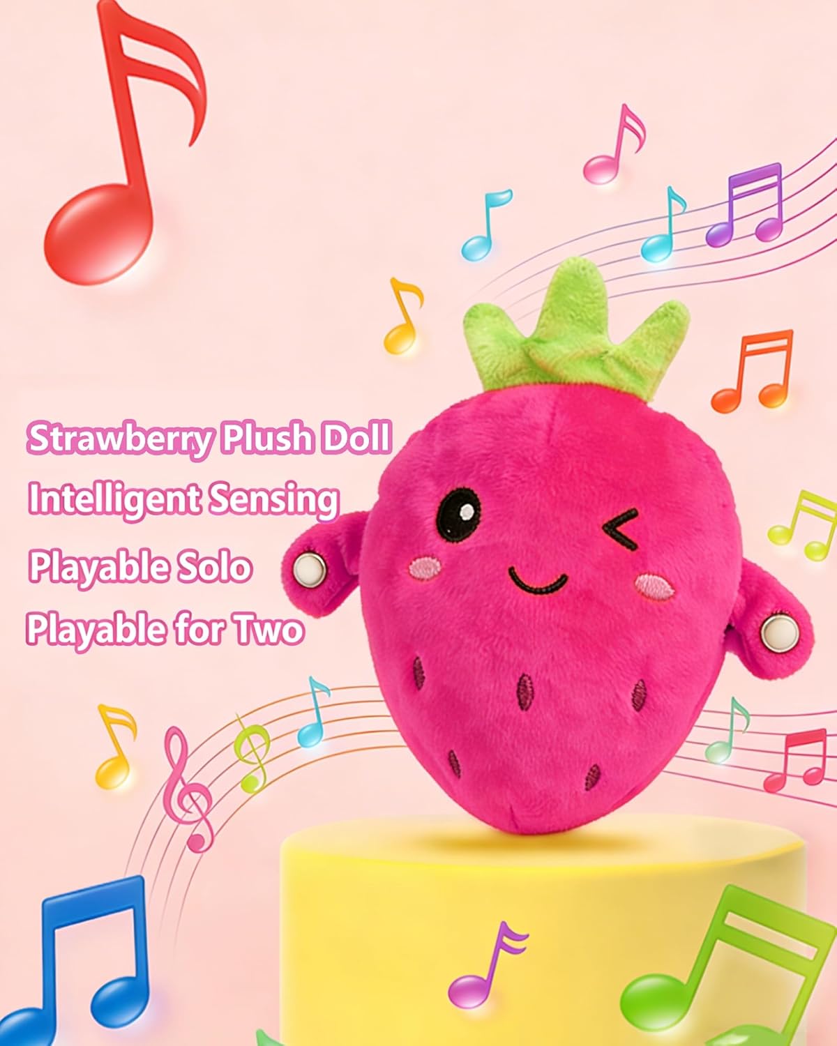 Baby Musical Sensory Toy,nteractive Musical Plush Toy with Sounds,Sensory Activity Learning Educational Kid Toy,Fun Christmas and Birthday Gifts Suitable for Multiplayer interaction (pink strawberry) - Image 4