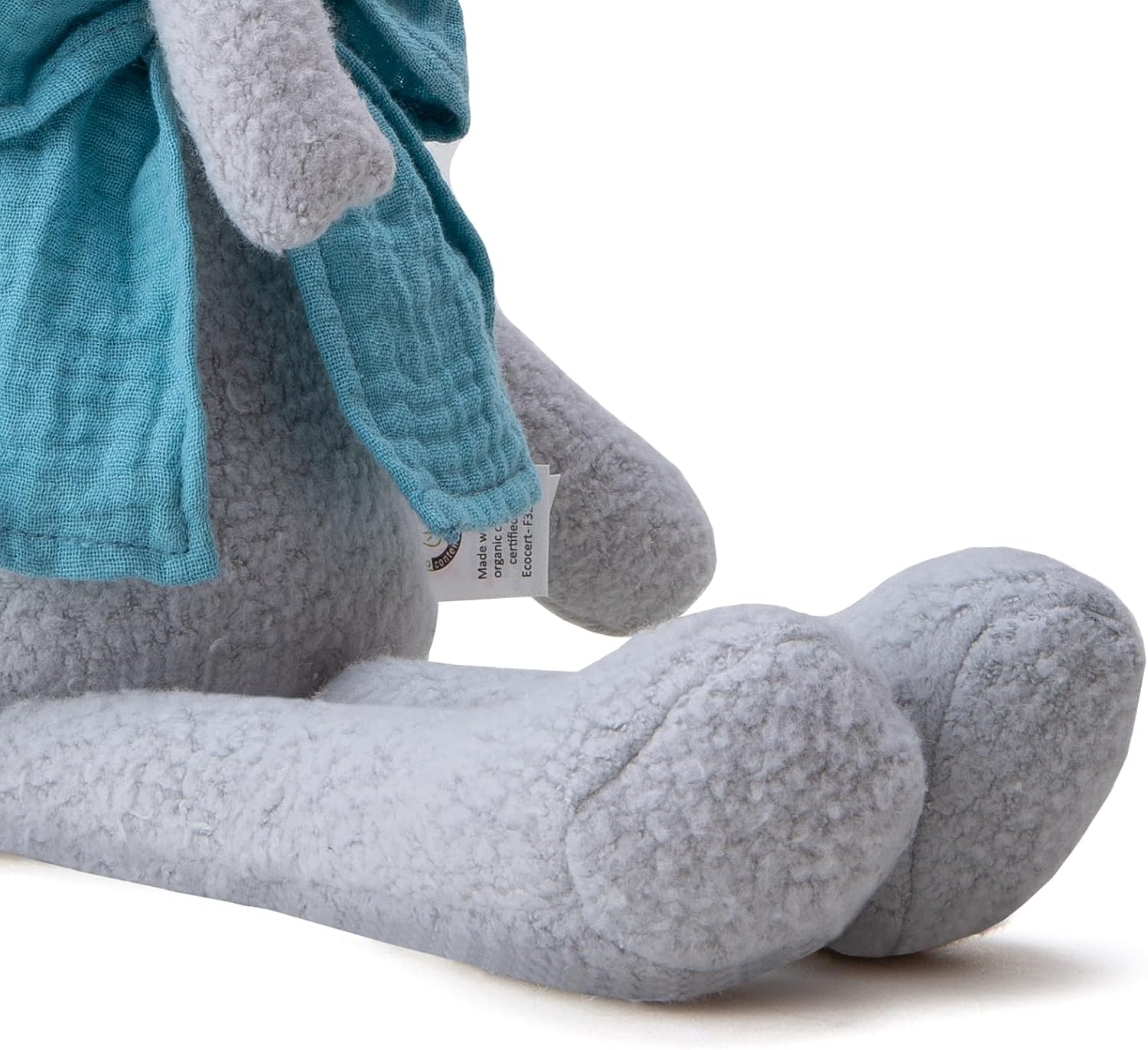 Stuffed Animal Organic Cotton Baby Plush Toys, 9” Organic Sitting Elephant with Rattle Soft Cuddly Toy for Boys and Girls - Image 4