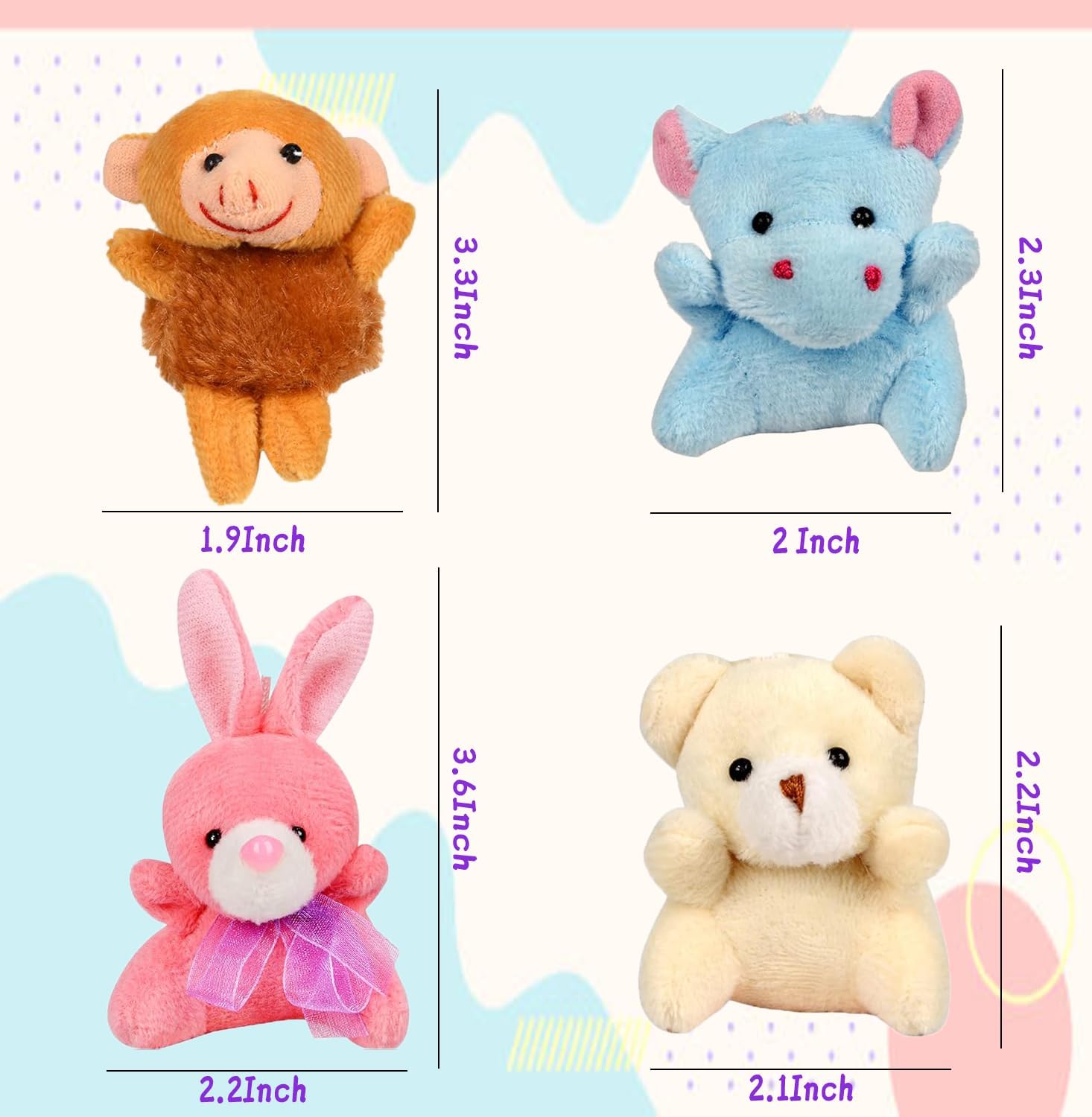 Mini Plush Animal Toy Set,Cute Animals Keychain Decoration for Kids,Goodie Bag Fillers, Basket Stuffers, School Prizes, Valentine's Day Party Supplies (12pcs) - Image 4