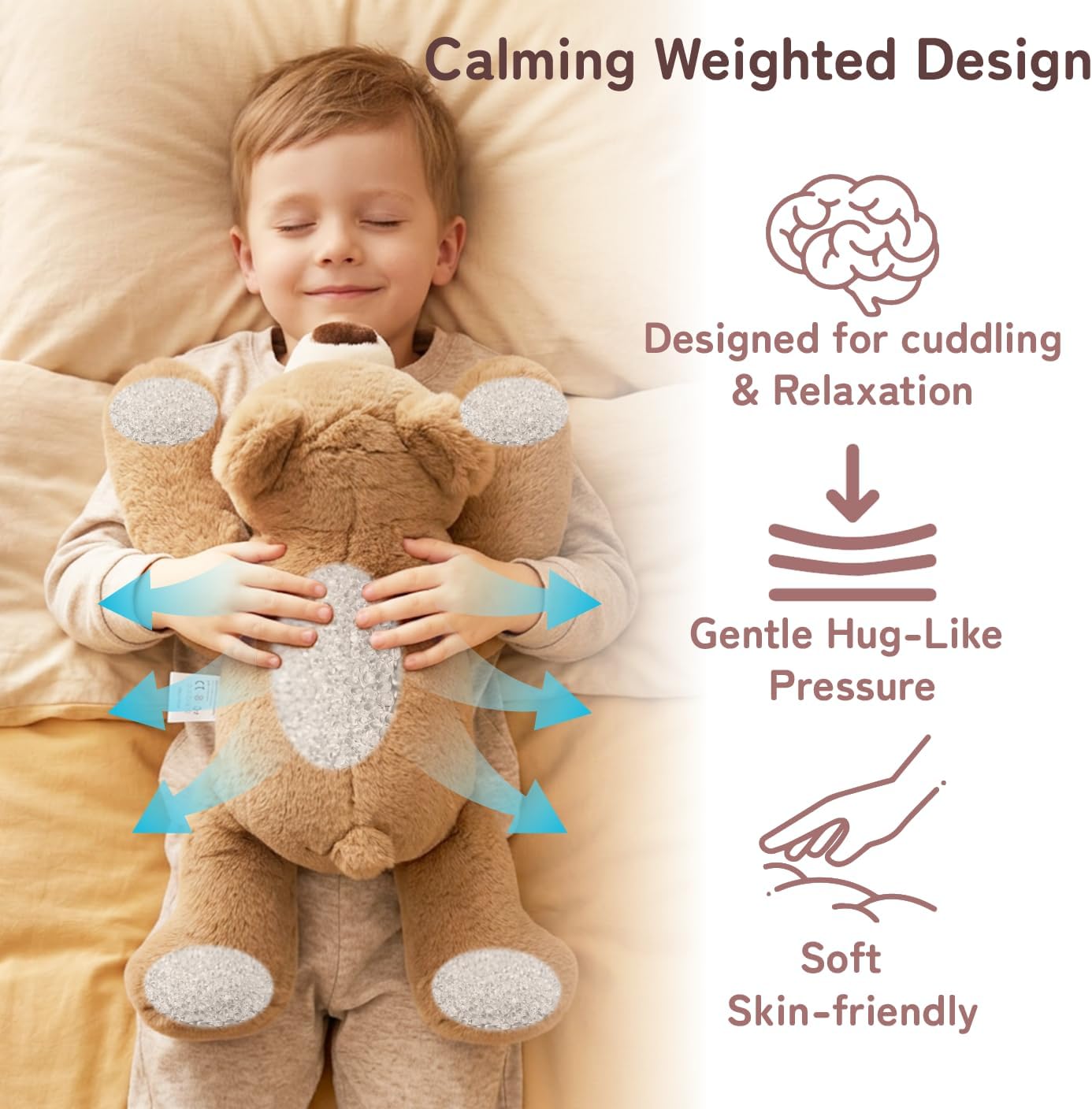 Niuniu Daddy 20" 3.3 lb Weighted Bear Stuffed Animal for Adults Kids, Giant Large Lying Teddy Bear Plush Toy, Soft Brown Bear Body Pillow for Sleeping, Gift for Christmas Birthday Holidays - Image 4