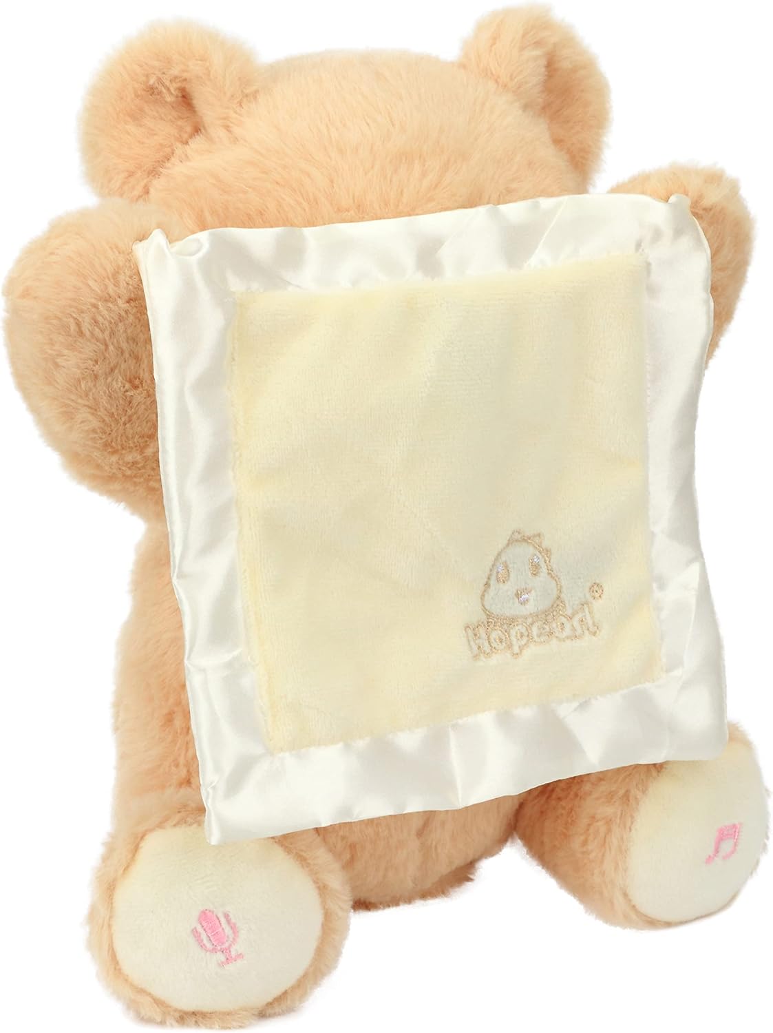 Hopearl Peek A Boo Bear with Security Blanket Interactive Repeats What You Say Plush Teddy Bear Toy Musical Singing Talking Stuffed Animal Adorable Electric Animate Birthday Festival, Beige, 11'' - Image 9