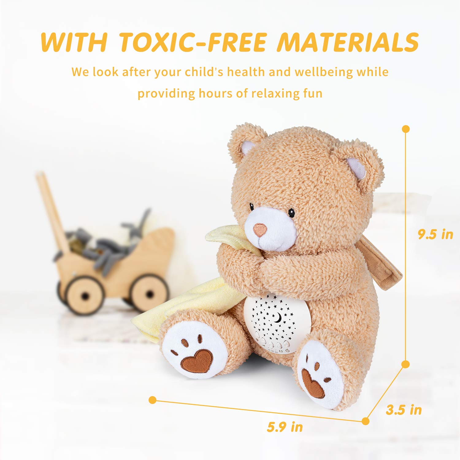 BEREST Baby Sleep Soother Bear, Mom's Heartbeat & Lullabies White Noise Machine, Nursery Decor Night Light Projector, Toddler Crib Sleeping Aid, Newborns Shower Gifts Portable Teddy - Image 8