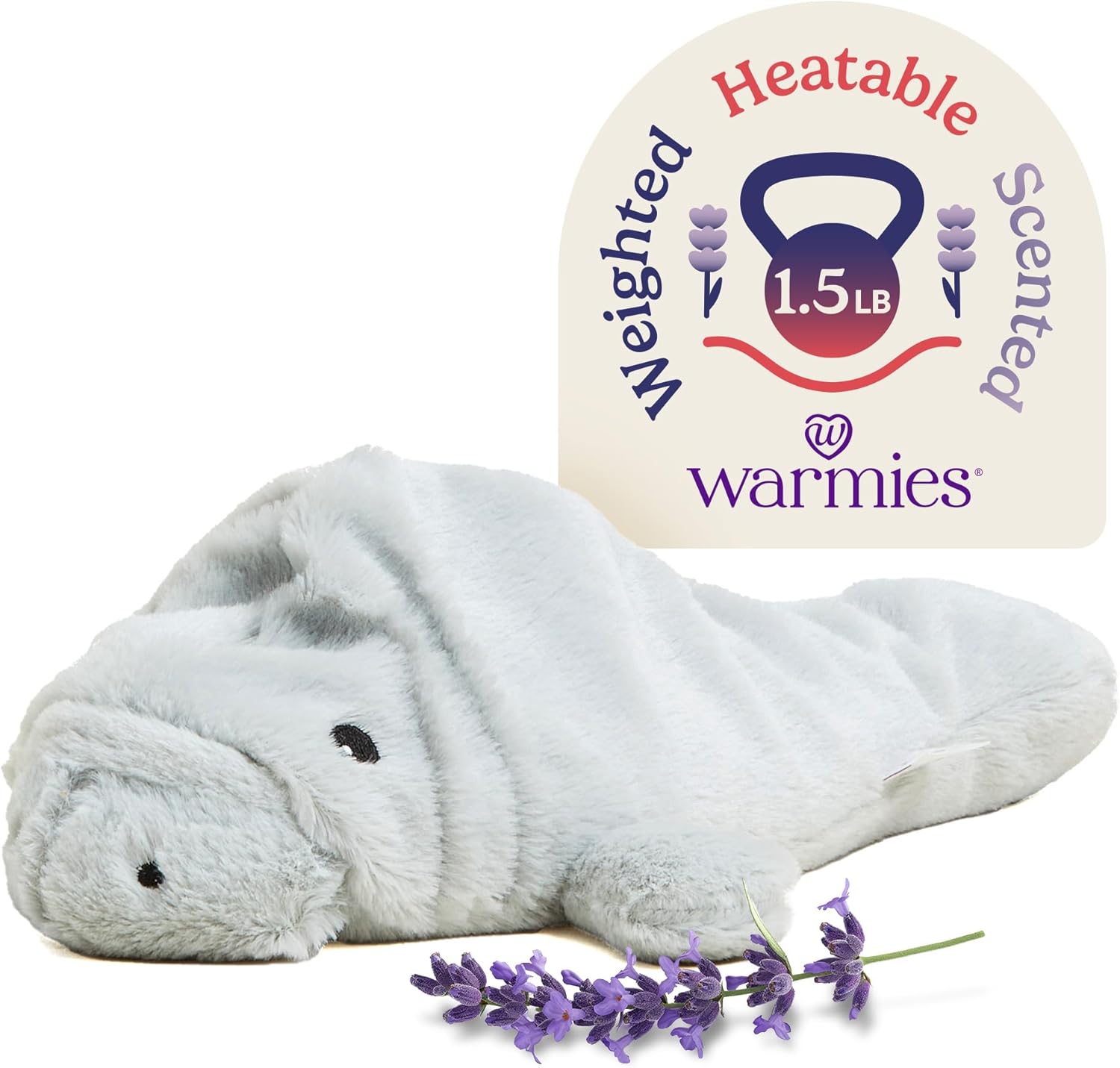 warmies Microwavable & Weighted Stuffed Animals, Manatee - Heated Stuffed Animal Plushie for Warmth & Comfort - Cute Soft Plush Toys for Adults & Children (Boys, Girls, Babies & Toddlers)