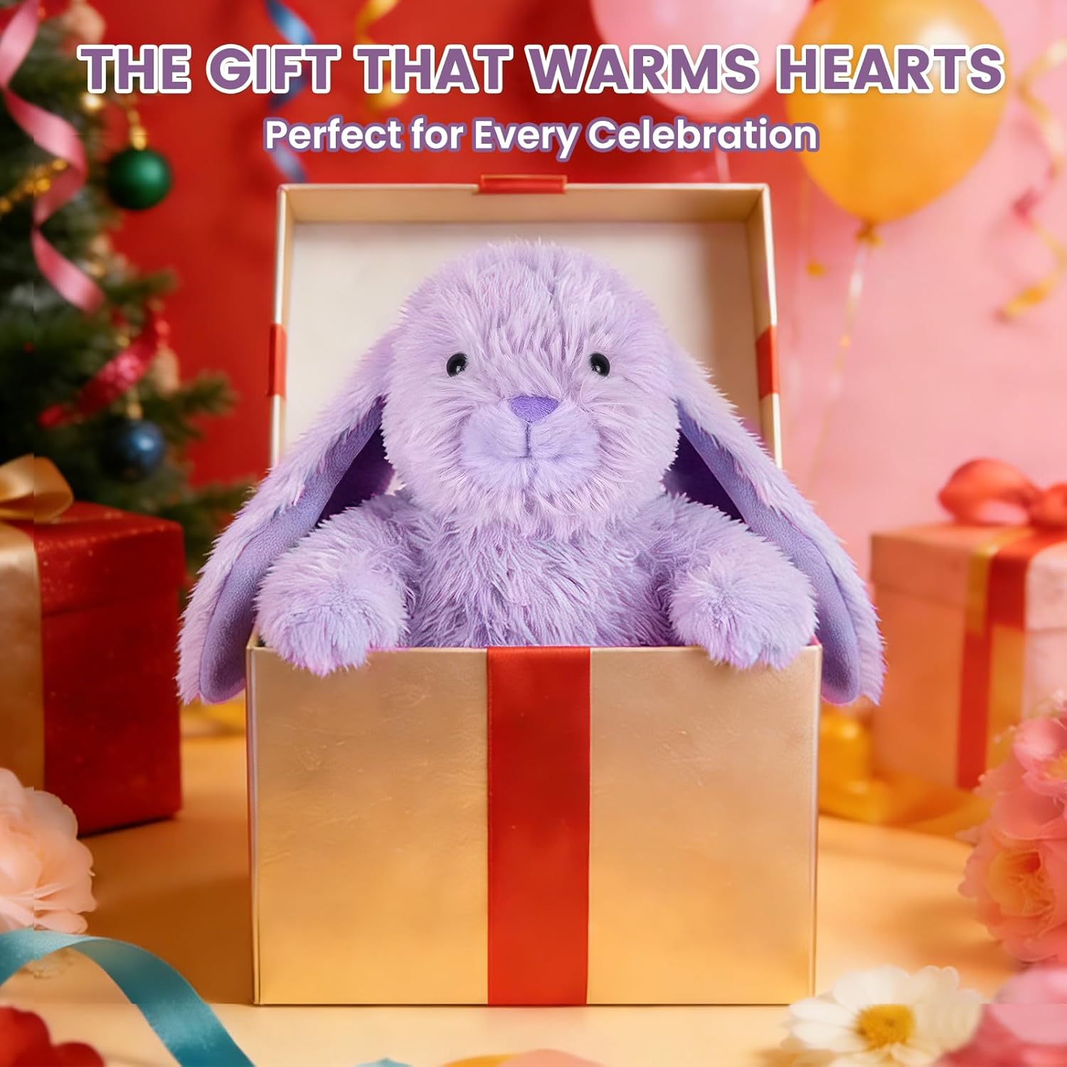 SuzziPals Heatable & Coolable Purple Bunny Stuffed Animal Heating Pad for Soothing & Relaxation, Lavender Purple Bunny Plush for Discomfort, Rabbit Stuffed Animals for Kids, Easter Bunny Plushies Gift - Image 9