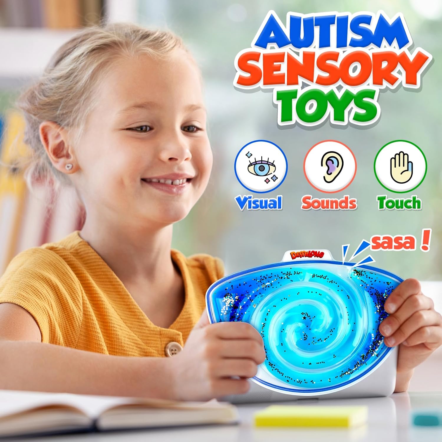 Squishy Sensory Toys for Kids - 4 Pack Fidget Toy Sensory Maze for Autism - Stress Relief Toys for Calm Down - Squeeze Fidget Toy Filled Goo, Glitter, Prizes for Kids Classroom, Goodie Bags Stuffers - Image 3