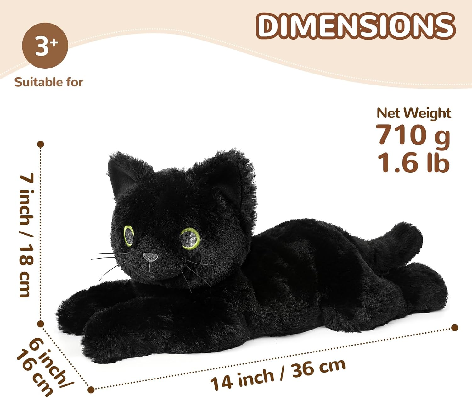 Black Cat Stuffed Animals, Microwavable Stuffed Animal Adorable Fluffy Cat Plush for Warmth & Comfort, Heatable Coolable Lavender Scent Cat Toy, Cute Soft Plushies Cat Gifts for Kids Boy Girls & Adult - Image 5