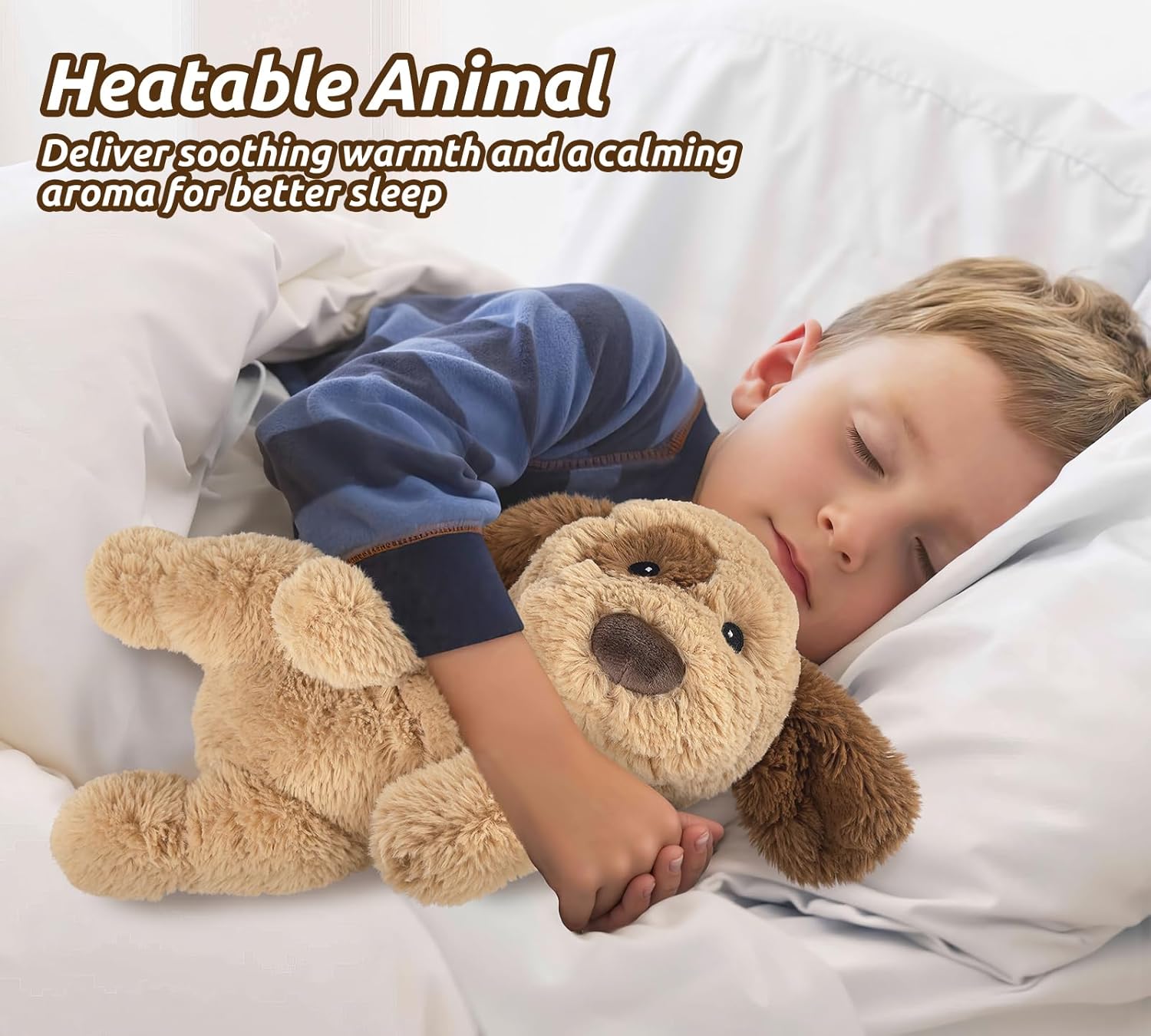 Dog Stuffed Animals, Microwavable Stuffed Animal Adorable Fluffy Puppy Plush for Warmth Comfort, Heatable Coolable Lavender Scent Dog Plush Toy, Cute Soft Puppy Plushies for Kids Boys Girls Adult Gift - Image 8