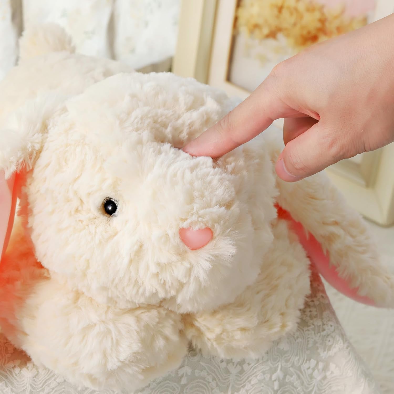 10Lbs Weighted Bunny Stuffed Animal, 27.5" Sturdy Soft Beige Rabbit Plush Toy for Adults, Huggable Companion for Cuddling - Image 6