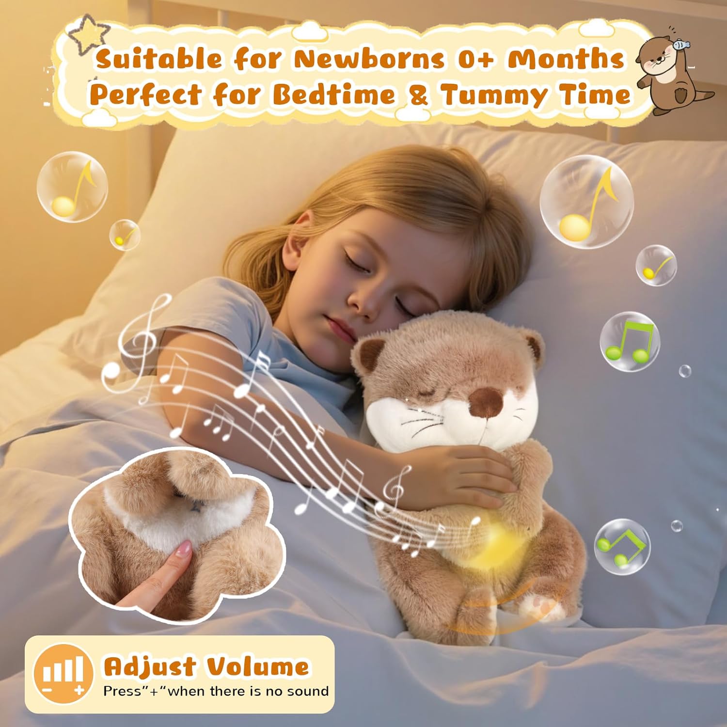 Baby Comfort Otter Breathing Stuffed Animal Buddy-Fur Real Pets Plush Sound Machine with Music, Warm Lights, Peaceful Moments for Kids & Adult | Peluche Que Respira - Image 4