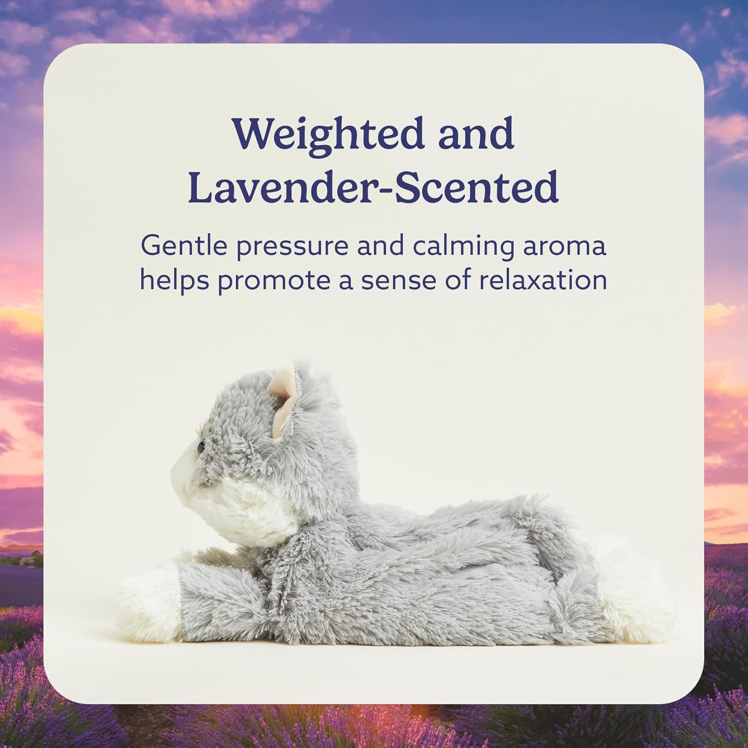 warmies Microwavable & Weighted Stuffed Animals, Laying Down Gray Cat - Heated Stuffed Animal Plushie for Warmth & Comfort - Cute Soft Plush Toys for Boys, Girls, Babies & Toddlers - Image 3