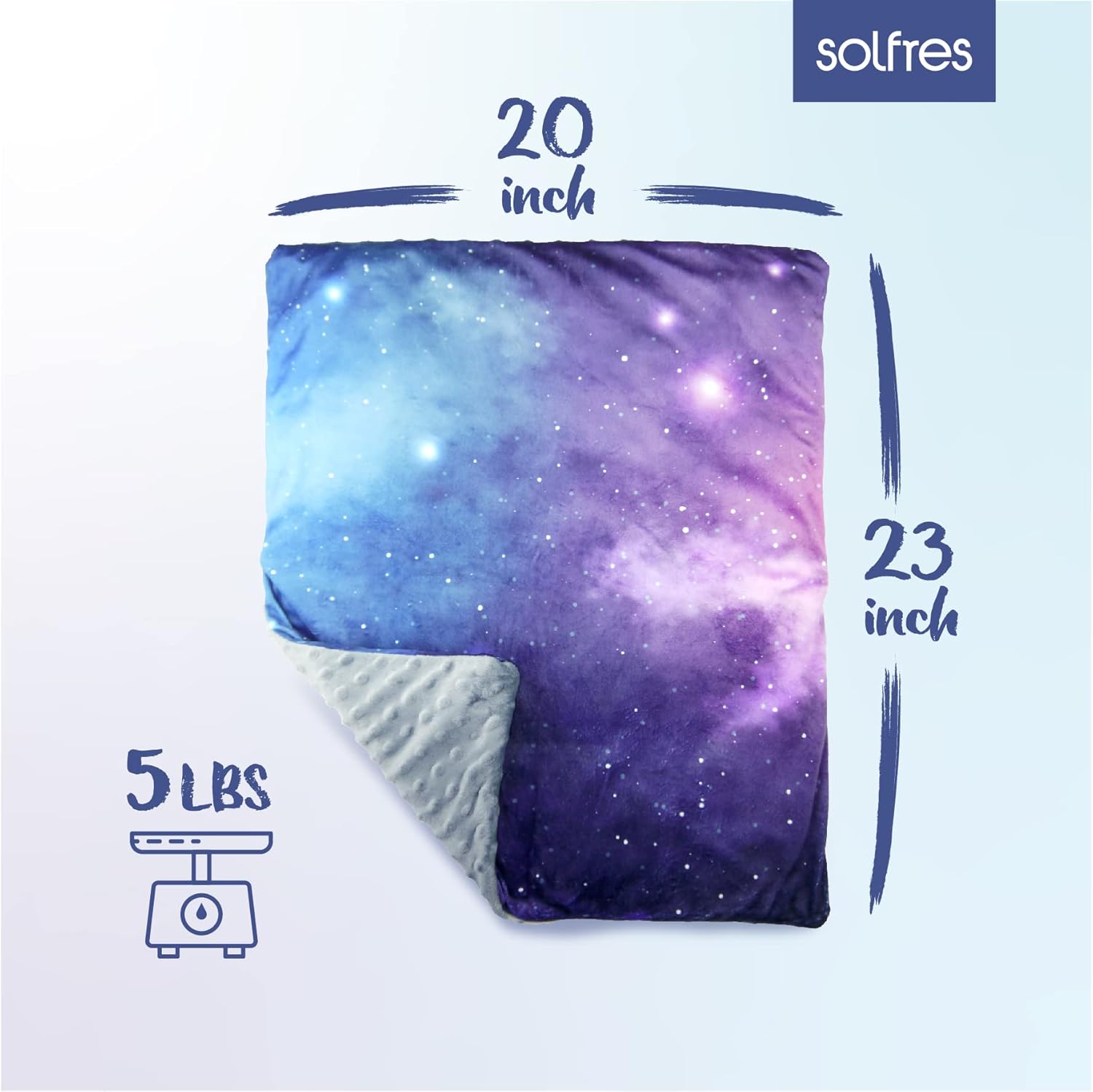 Solfres Small Weighted Lap Pad Blanket Throw for Kids Boys Teens 20in x 23in 5 Lbs - Sleep Therapy Plush Travel Size with Glass Beads, Galaxy Space Stars - Image 6