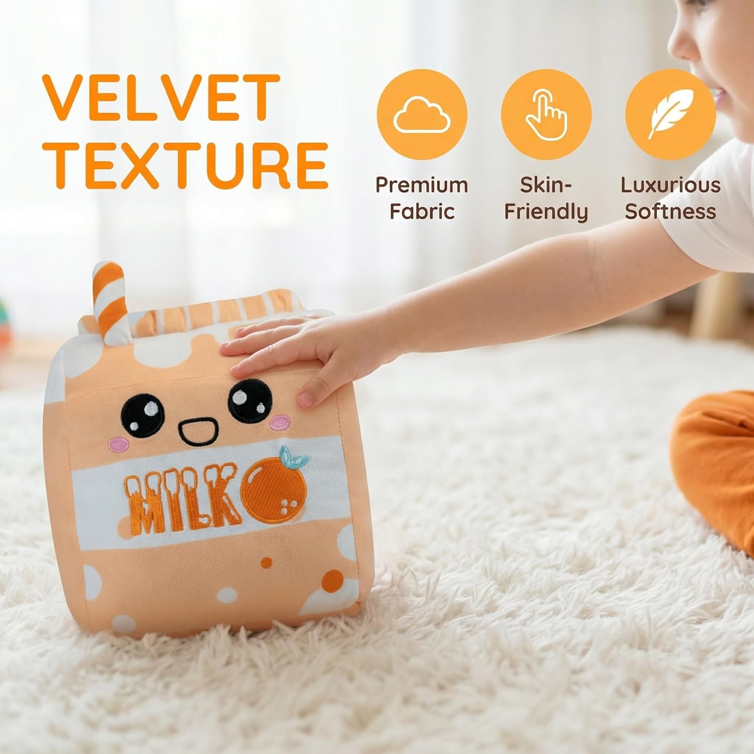 AIXINI Milk Bubble Tea Plush Toy - Hot Milk Cute Anime Style Soft Stuffed Animal, Warm Healing Gift for Girls (Orange) - Image 2