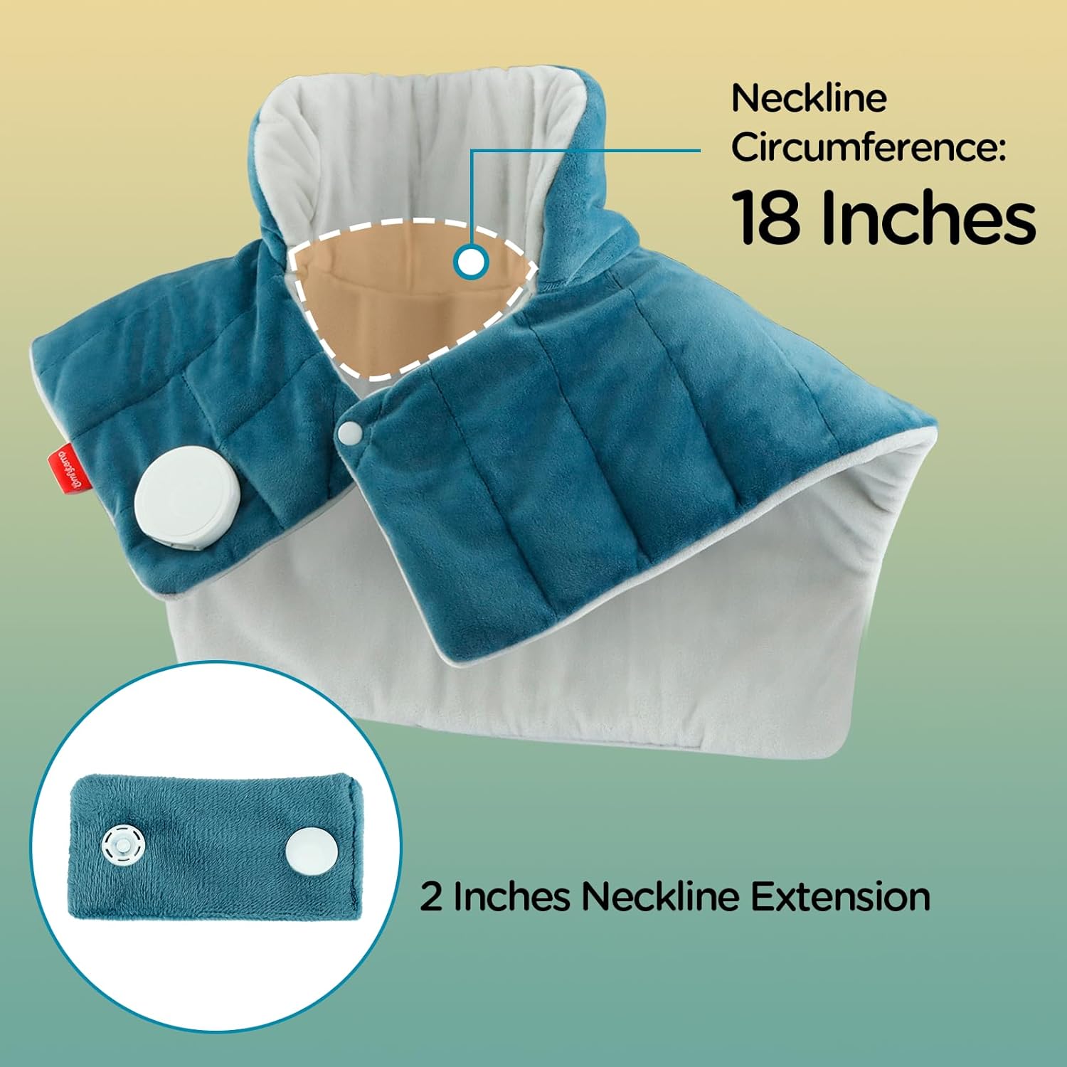 Comfytemp Heating Pad for Neck and Shoulders and Back, 2.6lb Weighted Electric Heating Pads FSA Eligible, Mothers Day Gifts for Mom Women Her, HSA Large Heated Wrap - 9 Heat Settings & 11 Timers, Blue - Image 8