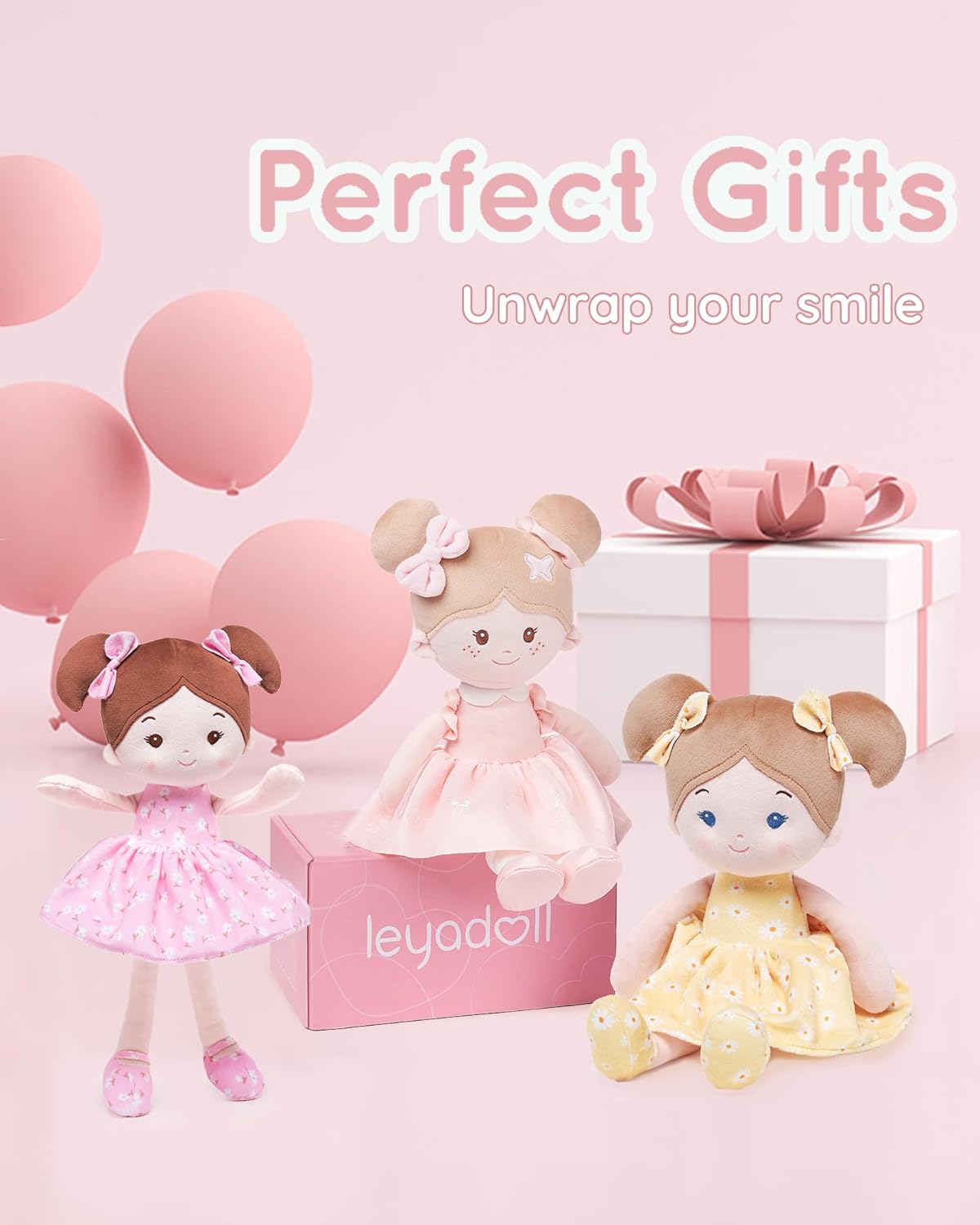 LeyaDoll Soft Baby Doll Toys (12''), My First Baby Rag Doll for 1 Year-Old Girl Birthday Gift, Christmas Plush Toys Gift for Toddler Kids Infants -FloraBelle(Pink) - Image 4