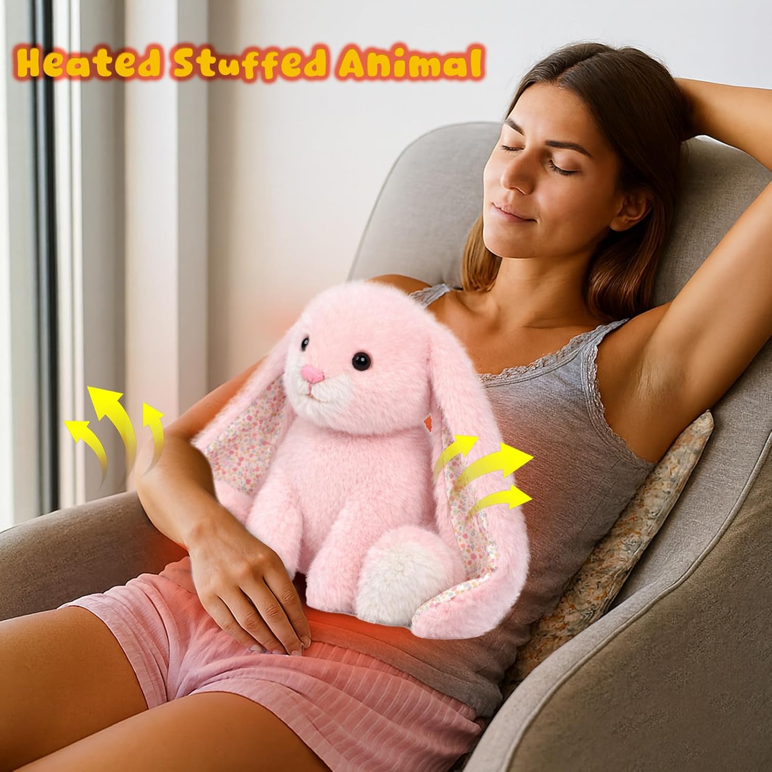 Easfan Weighted Stuffed Animals, Heated & Coolable Weighted Plush Toy Microwavable Lavender Scented Toys Cute Soft Plushies, Bunny Gifts for Adults & Kids,12 inch - Image 7