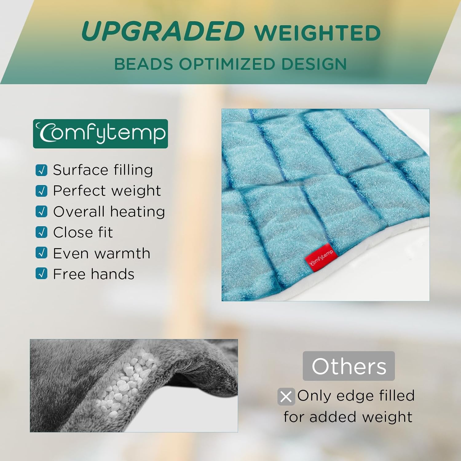 Comfytemp Heating Pad for Neck and Shoulders and Back, 2.6lb Weighted Electric Heating Pads FSA Eligible, Mothers Day Gifts for Mom Women Her, HSA Large Heated Wrap - 9 Heat Settings & 11 Timers, Blue - Image 3