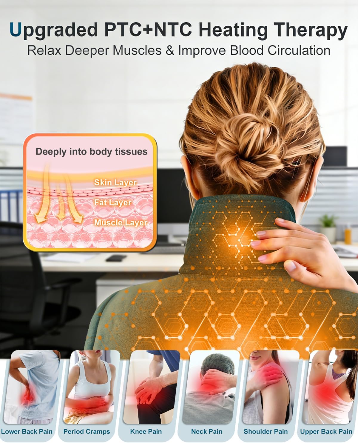 Neck Heating Pad, Upgraded PTC+NTC Even Heating, Heat Pad for Neck Shoulders Back, Versatile Electric Heated Neck Wrap for Full-Body Relax, Birthday Gifts for Women Men, Mothers Day Gifts for Mom Wife - Image 3