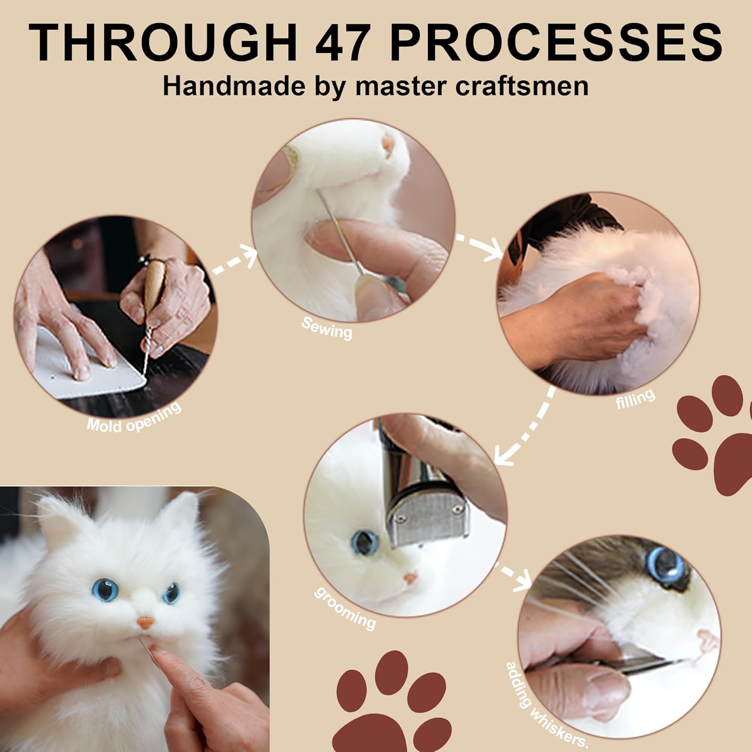 Chongker Stuffed Animals Handmade Realistic Cat Plush Toy for Elderly Adults Women Kids Cat Pet Lover Surprise Gifts - Image 8
