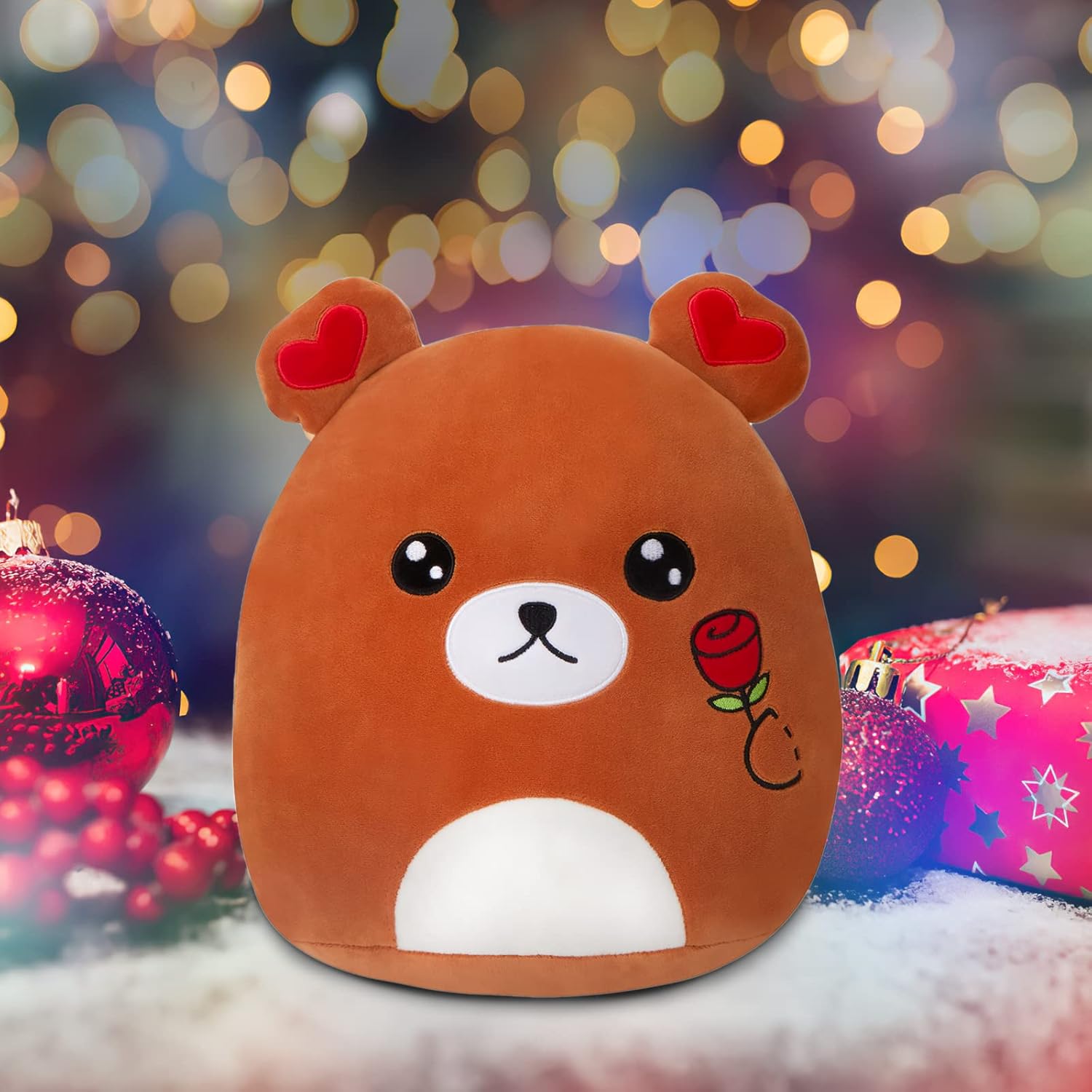 Teddy Bear Plush Valentine Stuffed Animals Cute Stuffed Toys Romantic Rose Flower Bear Plush Pillow Love Valentine's Day Gifts for Girlfriends,Boyfriend,Kids,Mother,11" - Image 4