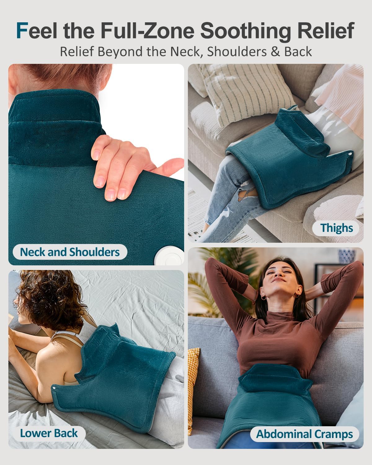 Neck Heating Pad, Upgraded PTC+NTC Even Heating, Heat Pad for Neck Shoulders Back, Versatile Electric Heated Neck Wrap for Full-Body Relax, Birthday Gifts for Women Men, Mothers Day Gifts for Mom Wife - Image 4