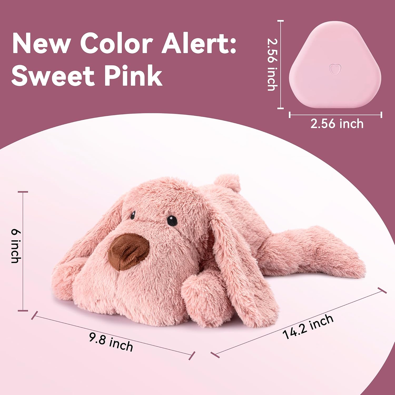 Moropaky Heartbeat Puppy Toy Dog Heartbeat Toy for Anxiety Relief and Calming Aid, Heartbeat Stuffed Animal for Comfort Sleep Aid Crate Training Cuddle, Pink - Image 7
