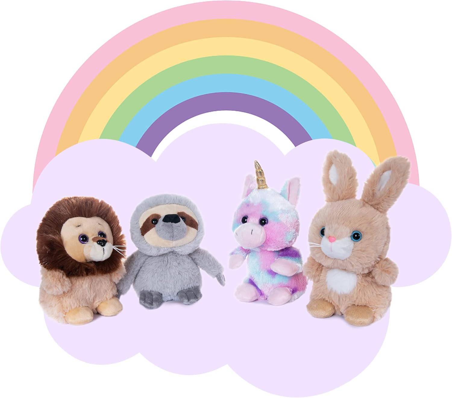 My OLi 4-Pack 5" Fairy Tale Stuffed Animals - Unicorn, Lion, Rabbit & Sloth Plush Toy Set for Babies, Toddlers, Kids Girls & Boys - Image 4