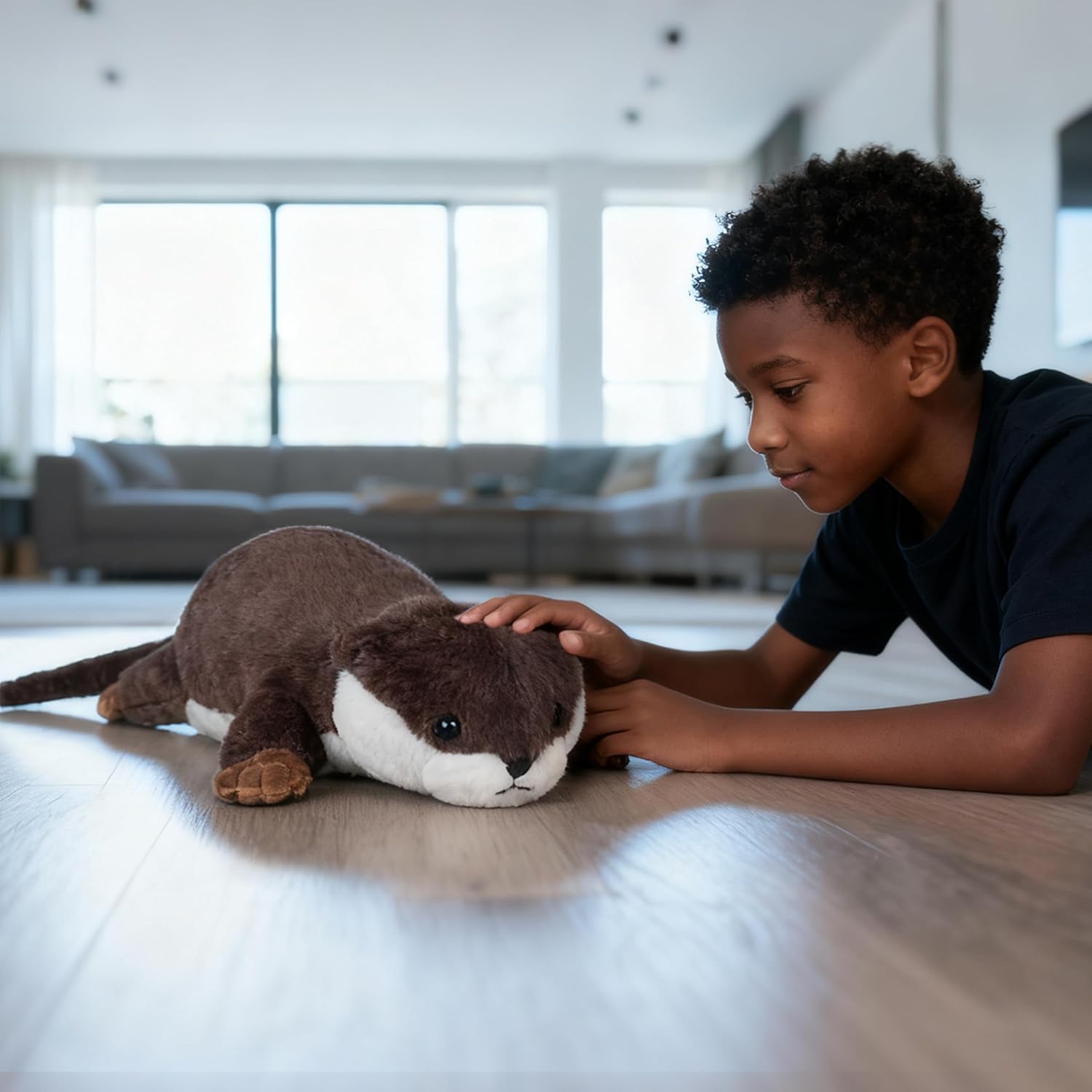 CSVBTRF Weighted Stuffed Animals, 4.1 lbs 18" Otter Plush Hugging Pillow, Otter Stuffed Animal Gifts for Kids Boys and Girls - Image 4