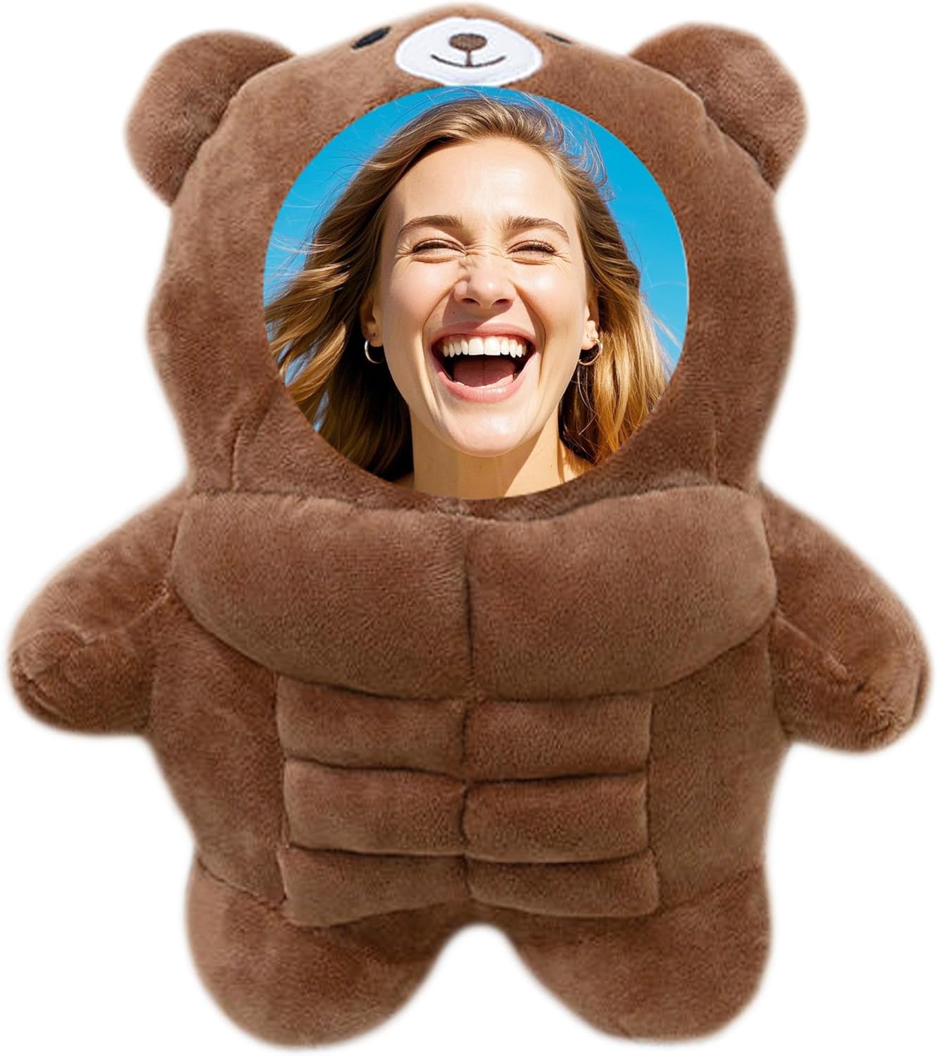 Custom Photo Muscle Plush Bear Pillow Personalized Stuffed Animal Gift for Valentine's Day Birthday Couples Him Her Unique Bear Pillow with Your Photo Design - Image 6