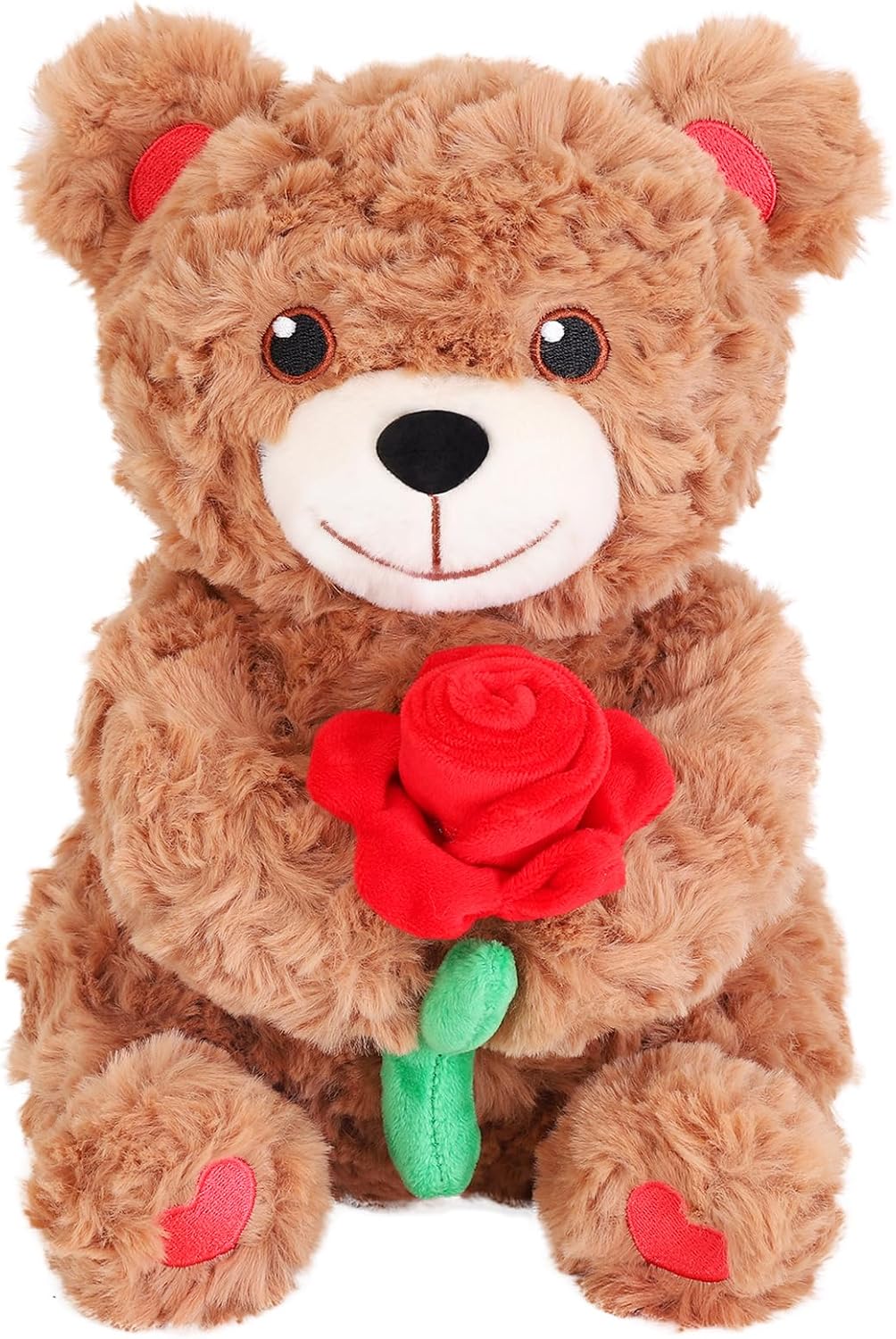 for mom -Soft Stuffed Teddy Bear, Grandma & Her, Weighted Teddy Bear Stuffed Animal with Rose(1.3 lbs), Mother's Day & Birthday & Thanksgiving