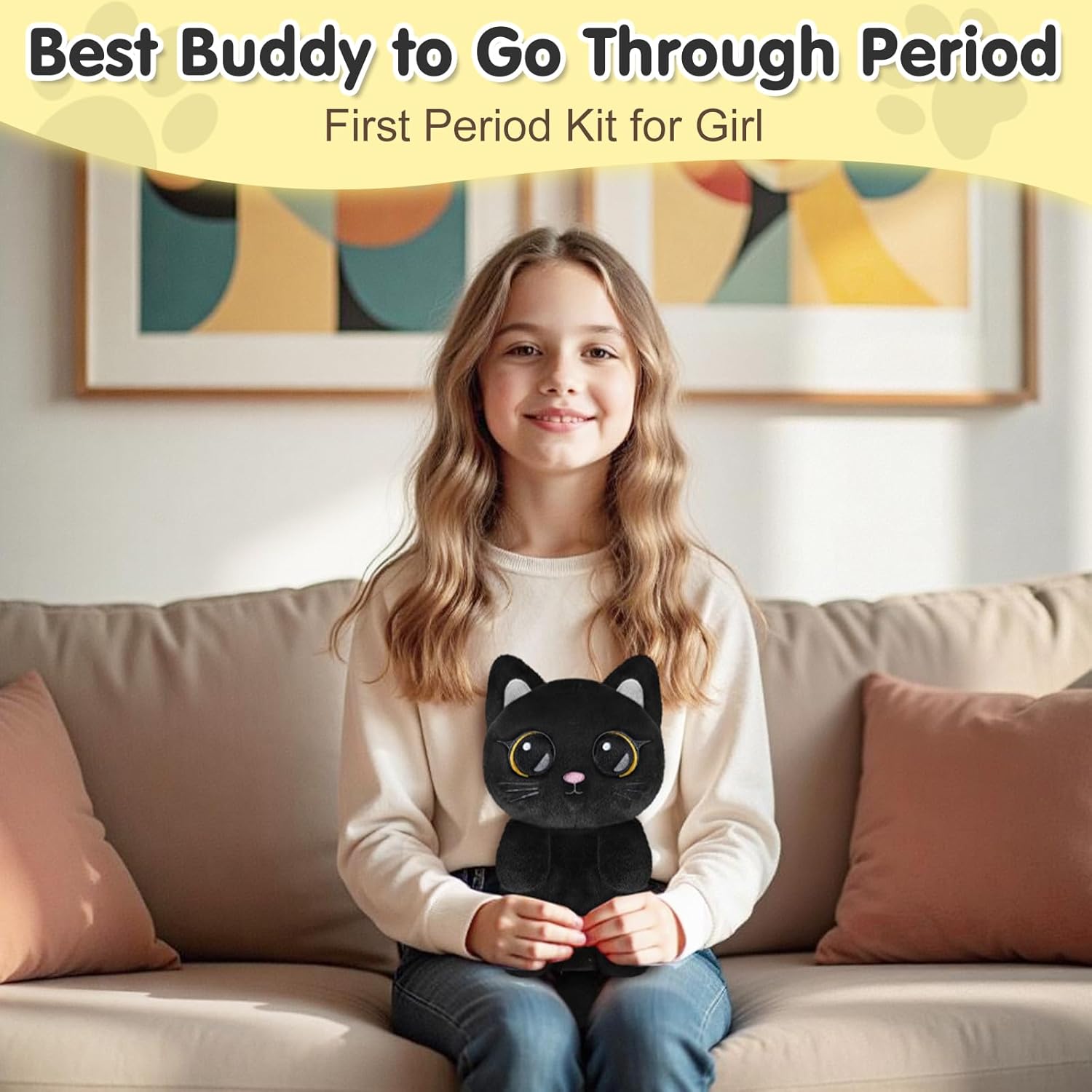 Black Cat Microwavable Heating Pads for Belly, Neck & Shoulders, Heatable Plush with Moist Heat, Removable Plush Cover, Unscented Natural Fill, Adorable Surprise Present, 6.5" x 10.6", 1.5 lb - Image 6