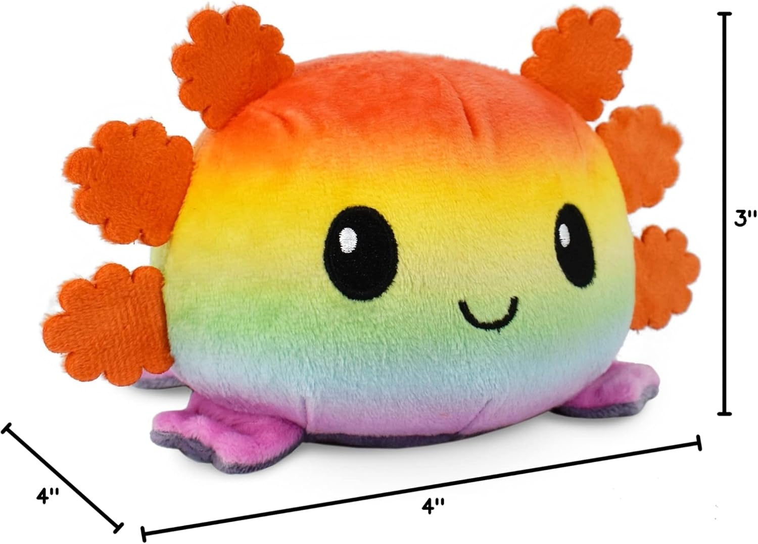 TeeTurtle - The Original Reversible Axolotl Plushie - Gray + Rainbow - Cute Sensory Fidget Stuffed Animals That Show Your Mood - Image 5