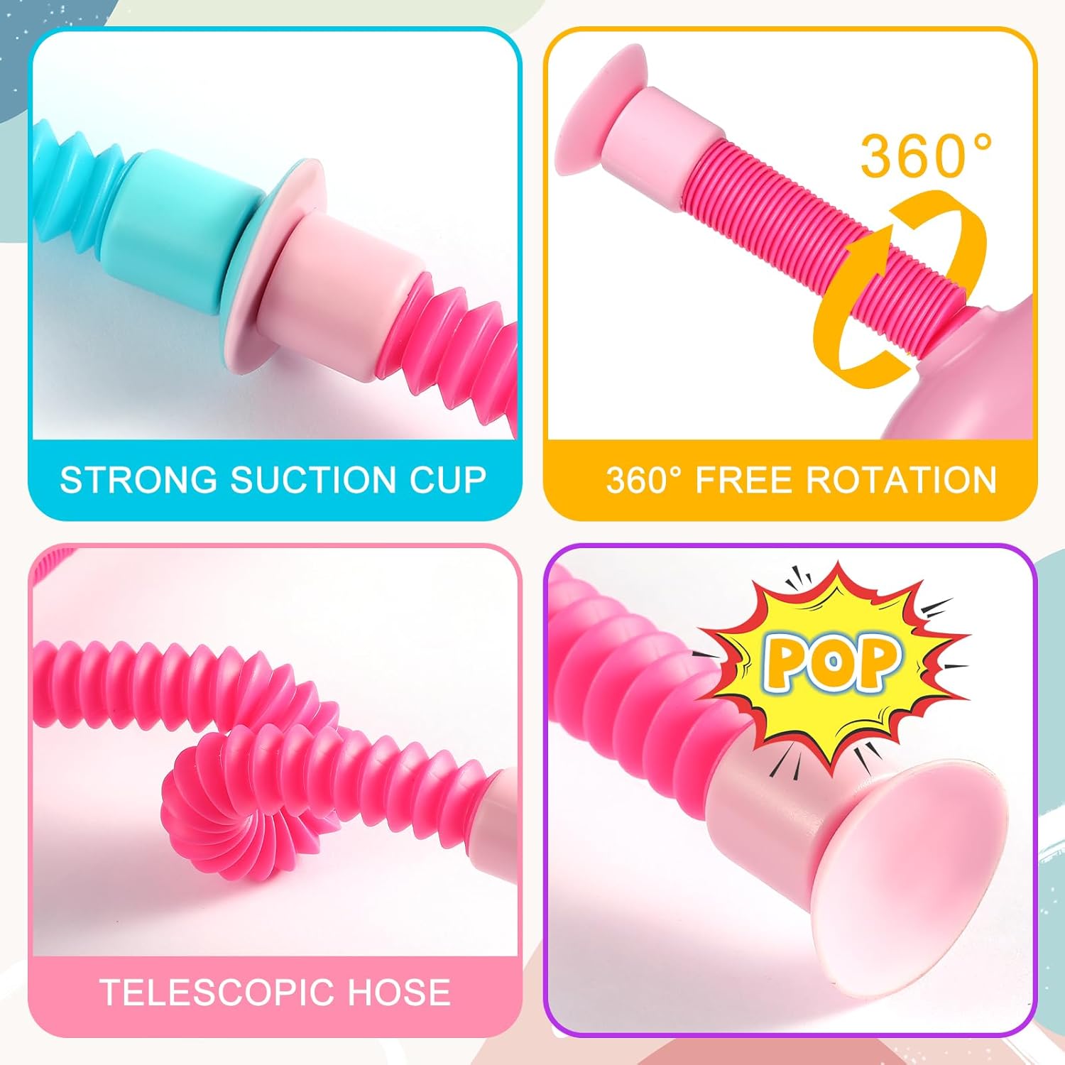 XONTEUS 4 Pcs Pop Tubes Giraffe Travel Airplane Road Trip Car Activities Essential ,Telescopic Suction Cup Sensory Fidget Toys,Screen-Free Activity for Boy & Girl , Stocking Stuffers for Kids - Image 4